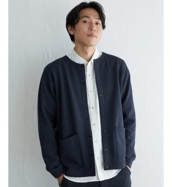 ikka「バックフリースクルーネックカーデ」|カーディガン|ネイビー