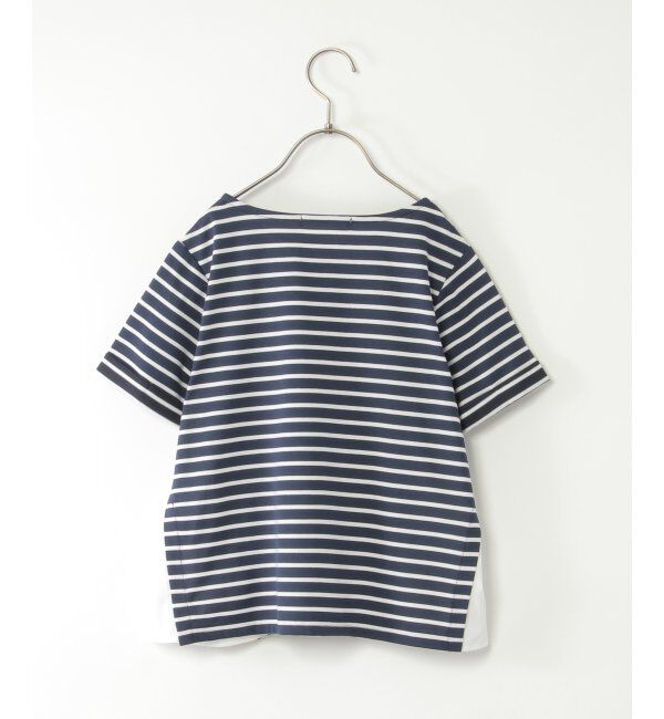 ikka kids「【親子おそろい】冷感サイド切り替えボーダープルオーバー（120~160cm）」|Tシャツ・カットソー|