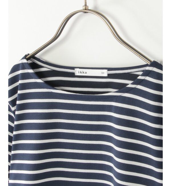 ikka kids「【親子おそろい】冷感サイド切り替えボーダープルオーバー（120~160cm）」|Tシャツ・カットソー|