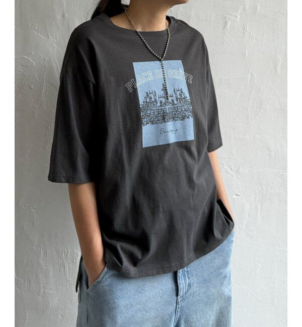 Lbc with Life「スーベニアプリントビッグTシャツ」|Tシャツ・カットソー|チャコール