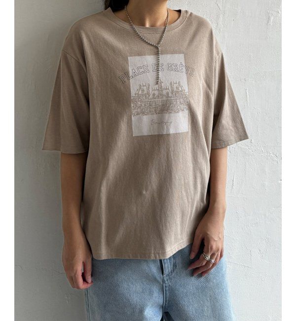 Lbc with Life「スーベニアプリントビッグTシャツ」|Tシャツ・カットソー|ベージュ