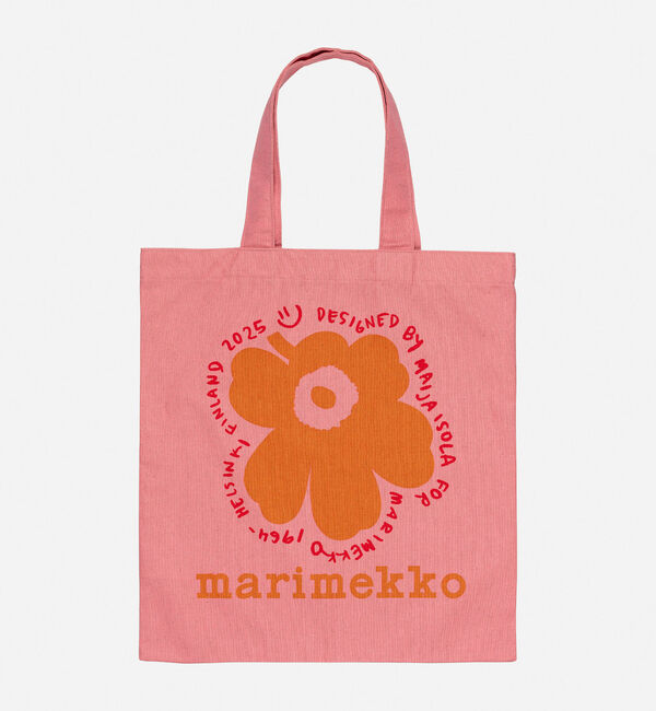 Marimekko「Vankka Unikko Placement トートバッグ」|トートバッグ|ピンク&times;オレンジ