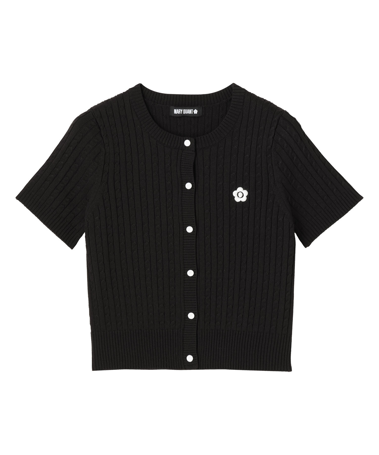 MARY QUANT「デイジーワンポイント半袖ケーブル カーディガン」|Tシャツ・カットソー|