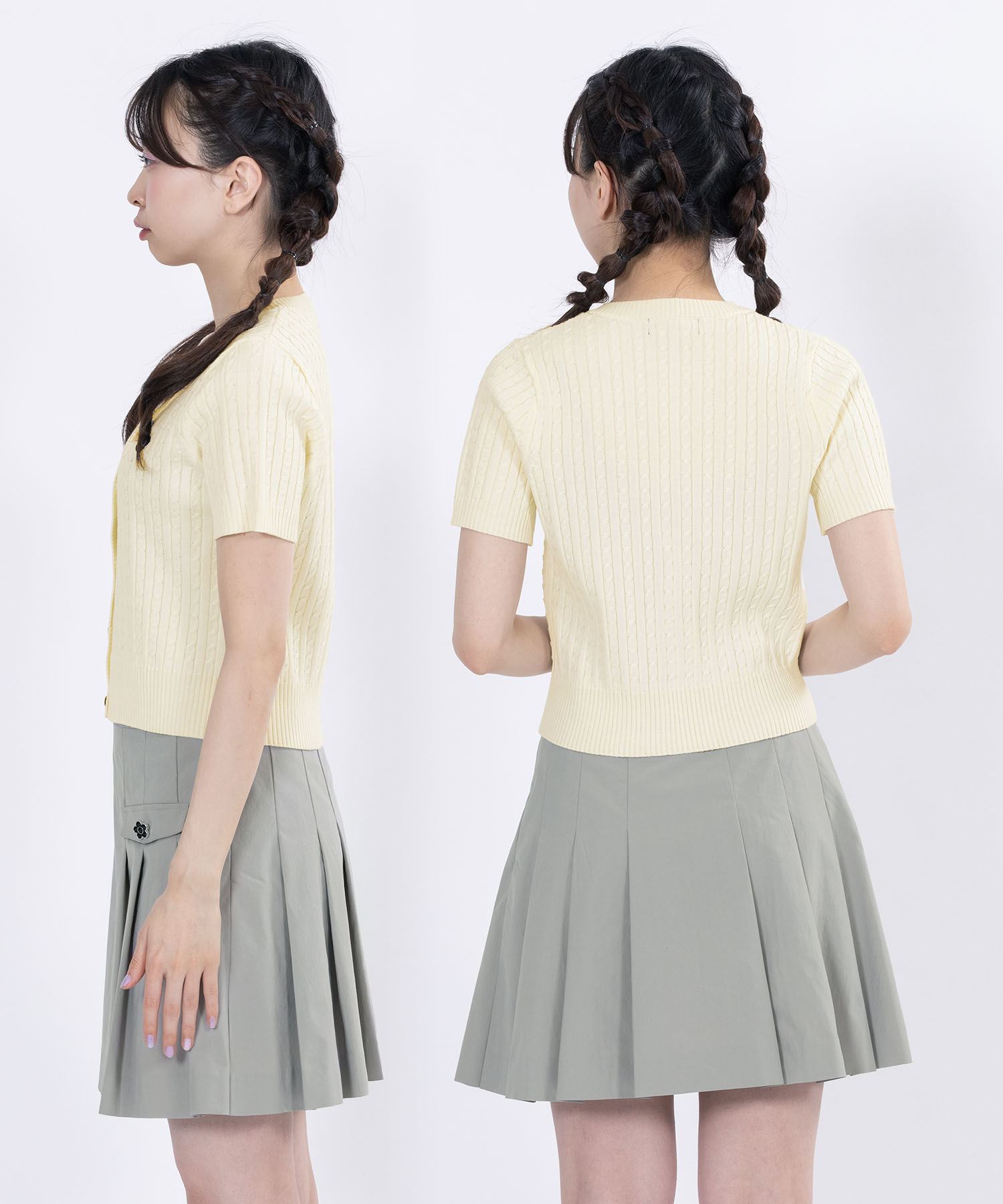 MARY QUANT「デイジーワンポイント半袖ケーブル カーディガン」|Tシャツ・カットソー|