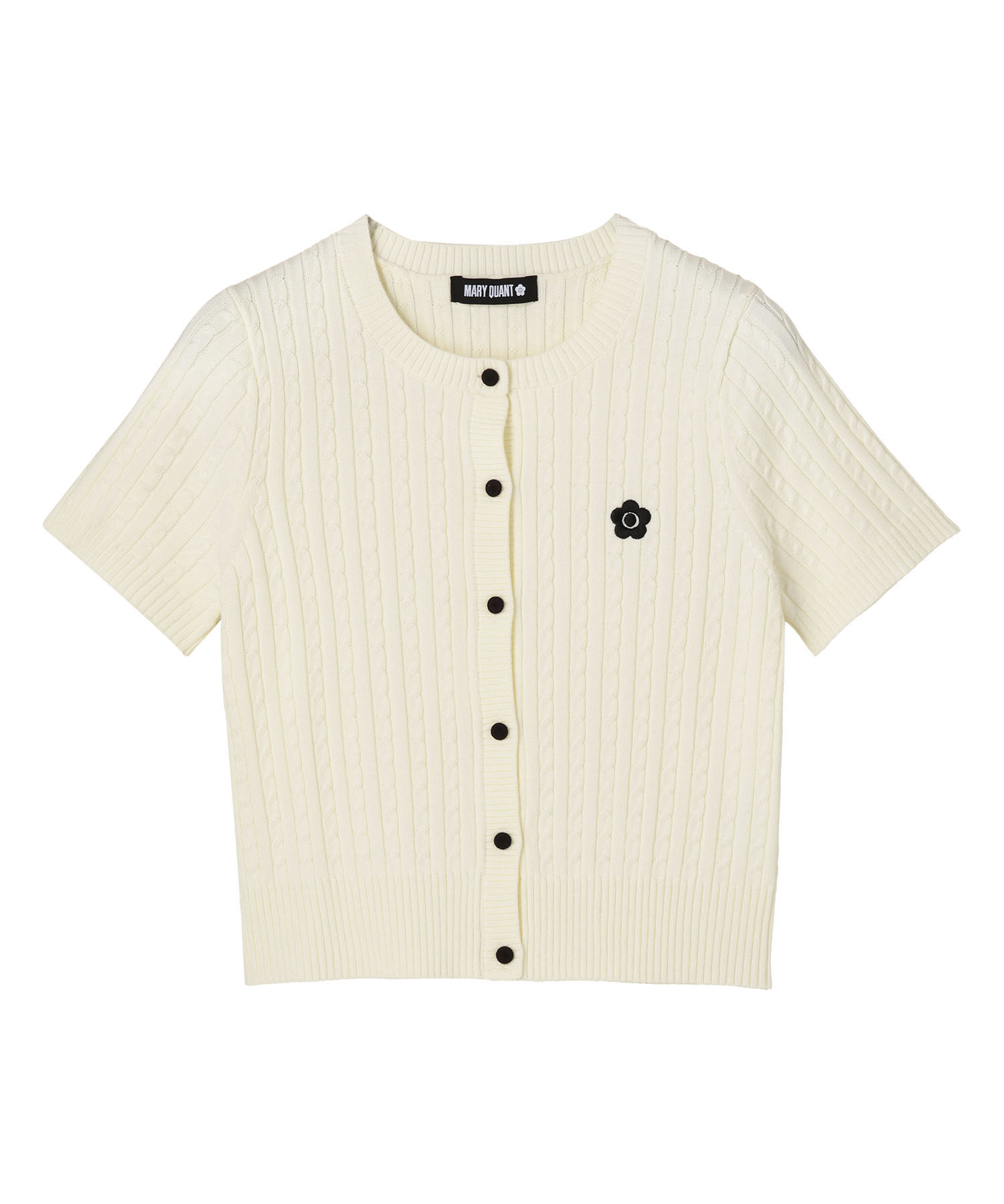 MARY QUANT「デイジーワンポイント半袖ケーブル カーディガン」|Tシャツ・カットソー|