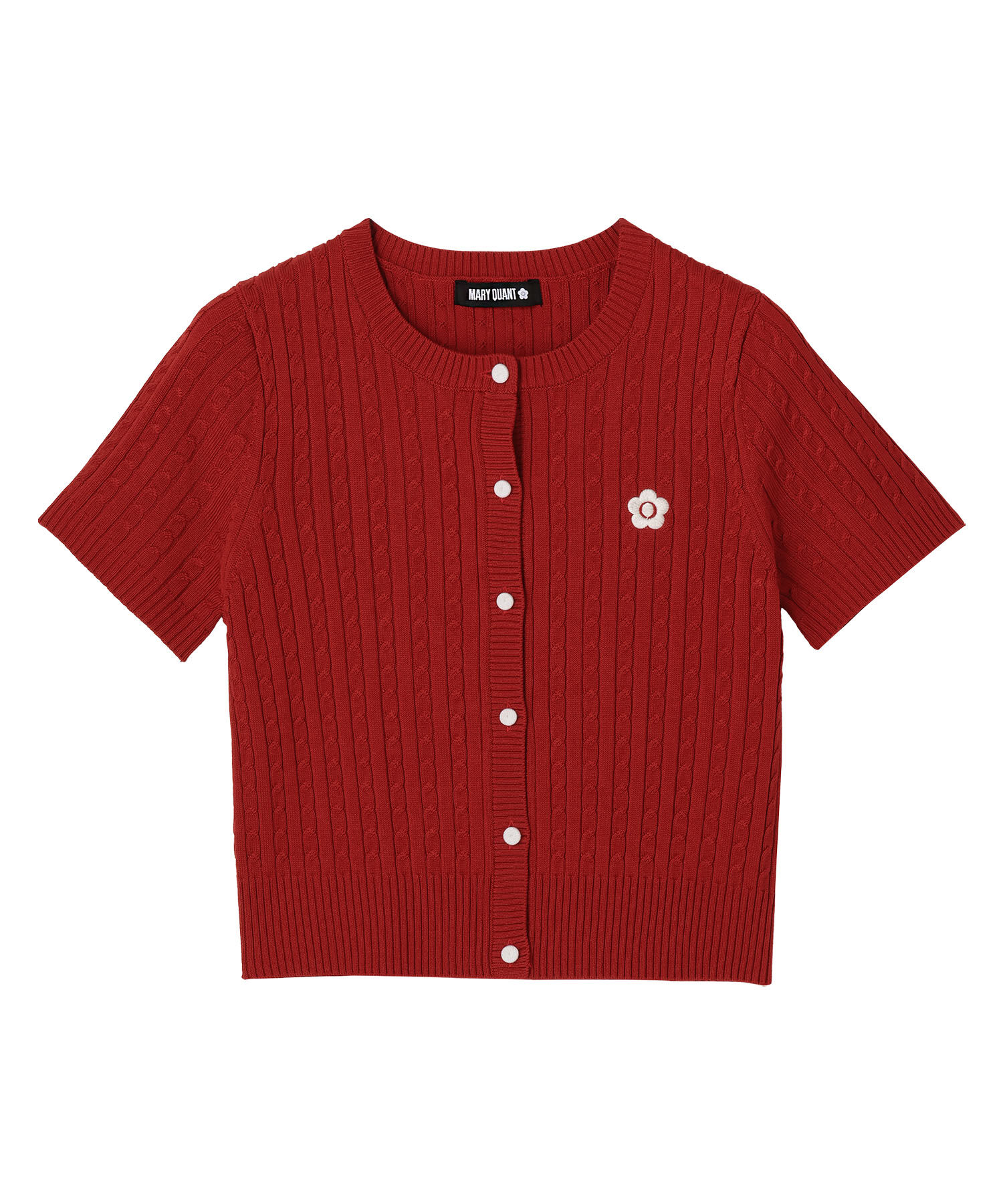 MARY QUANT「デイジーワンポイント半袖ケーブル カーディガン」|Tシャツ・カットソー|