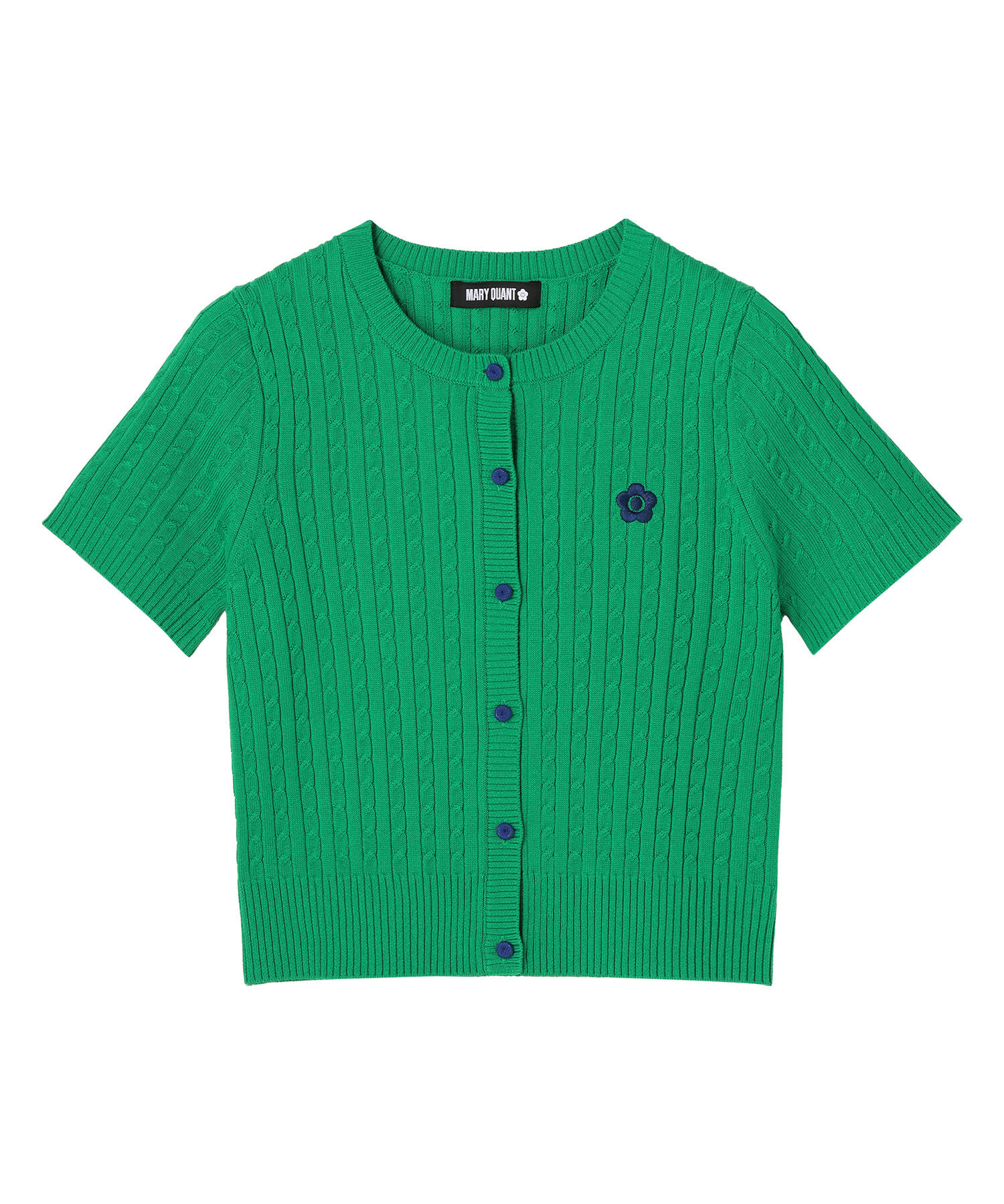 MARY QUANT「デイジーワンポイント半袖ケーブル カーディガン」|Tシャツ・カットソー|