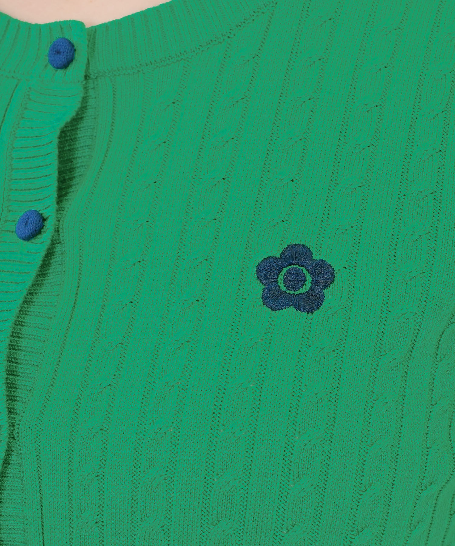 MARY QUANT「デイジーワンポイント半袖ケーブル カーディガン」|Tシャツ・カットソー|