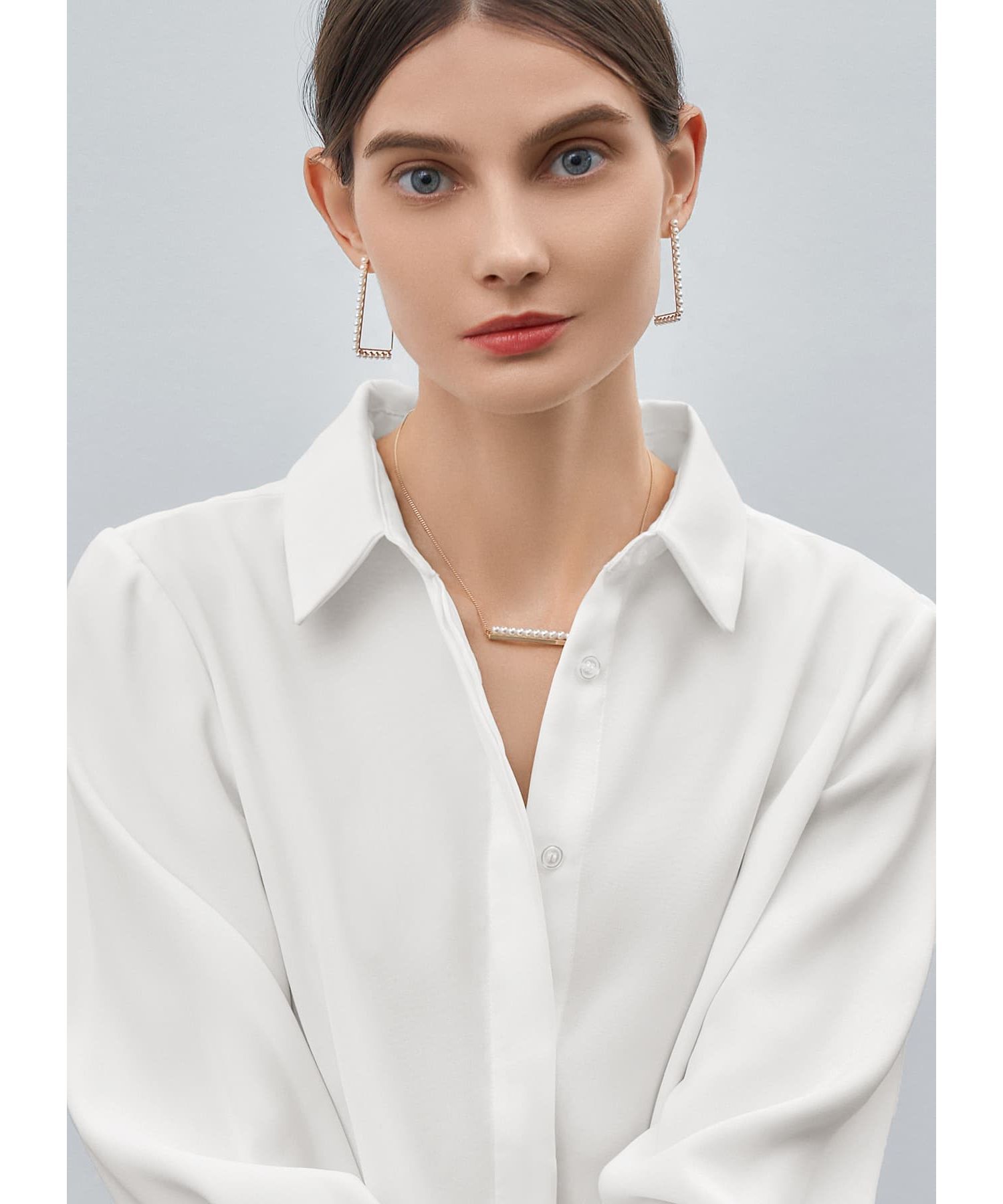 STYLE DELI「スクエアラインプチパールピアス」|ピアス|