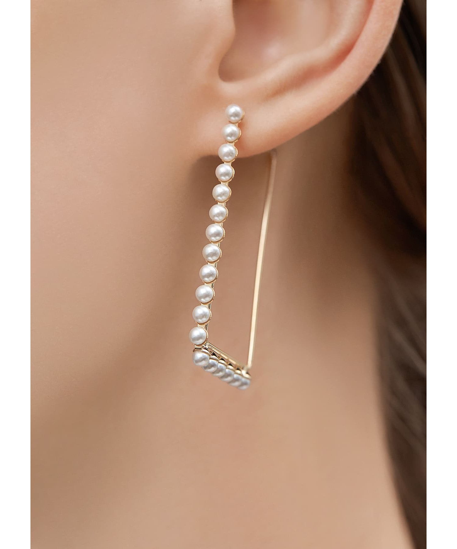 STYLE DELI「スクエアラインプチパールピアス」|ピアス|