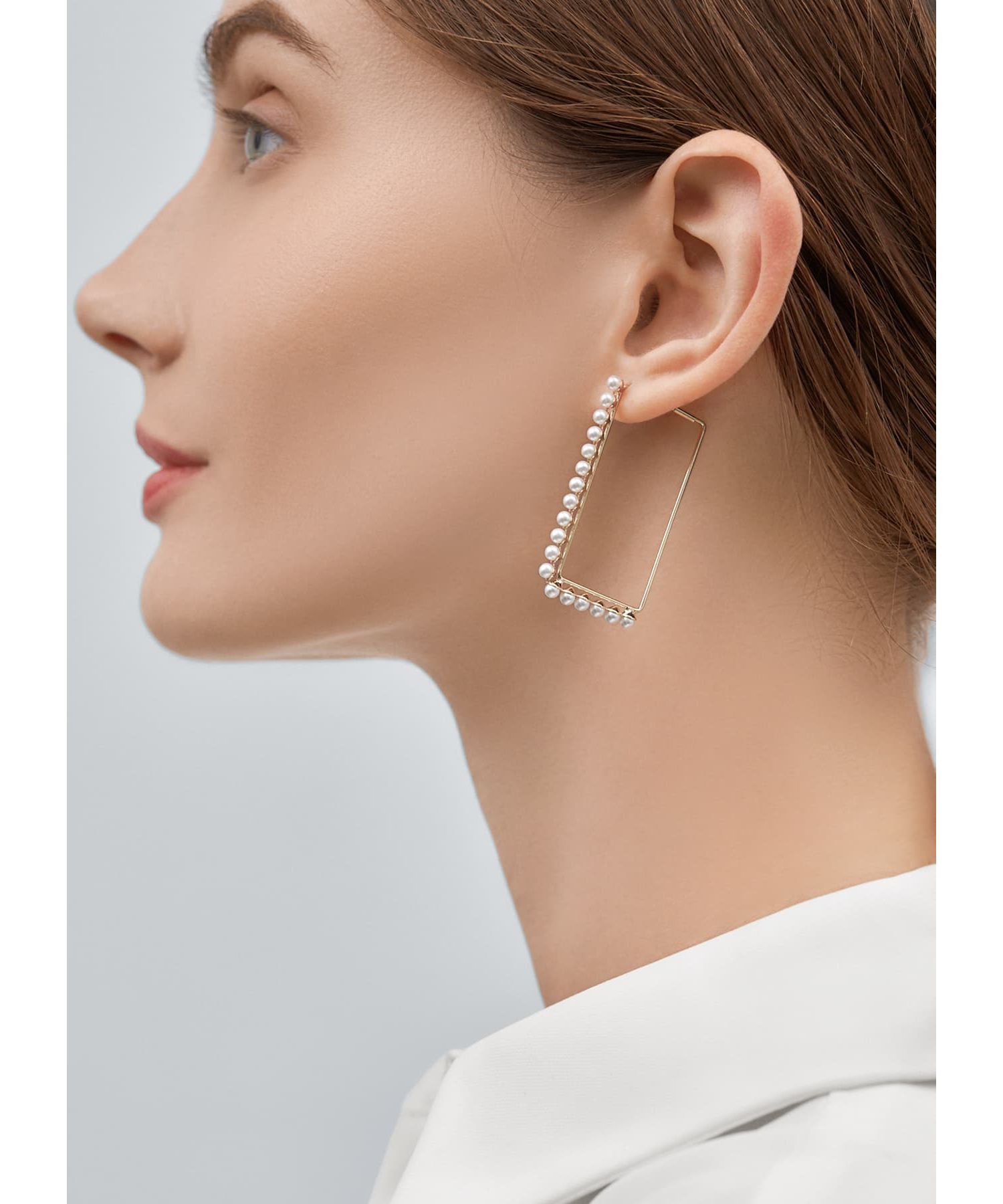 STYLE DELI「スクエアラインプチパールピアス」|ピアス|