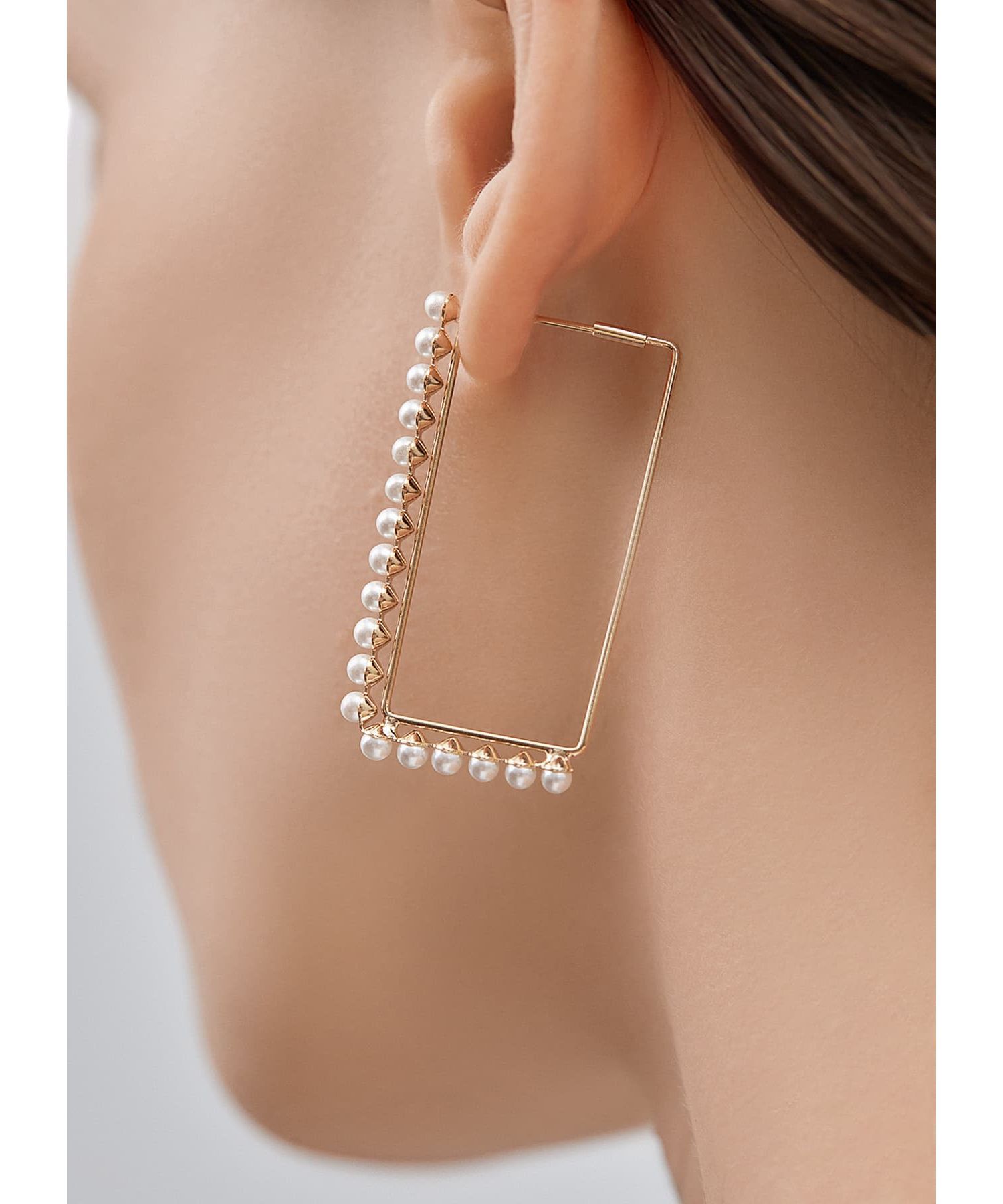 STYLE DELI「スクエアラインプチパールピアス」|ピアス|