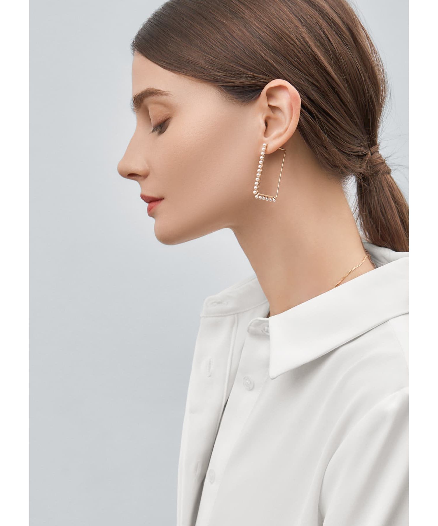 STYLE DELI「スクエアラインプチパールピアス」|ピアス|