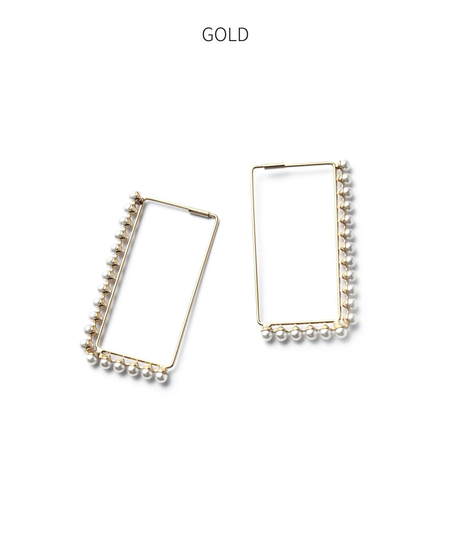 STYLE DELI「スクエアラインプチパールピアス」|ピアス|