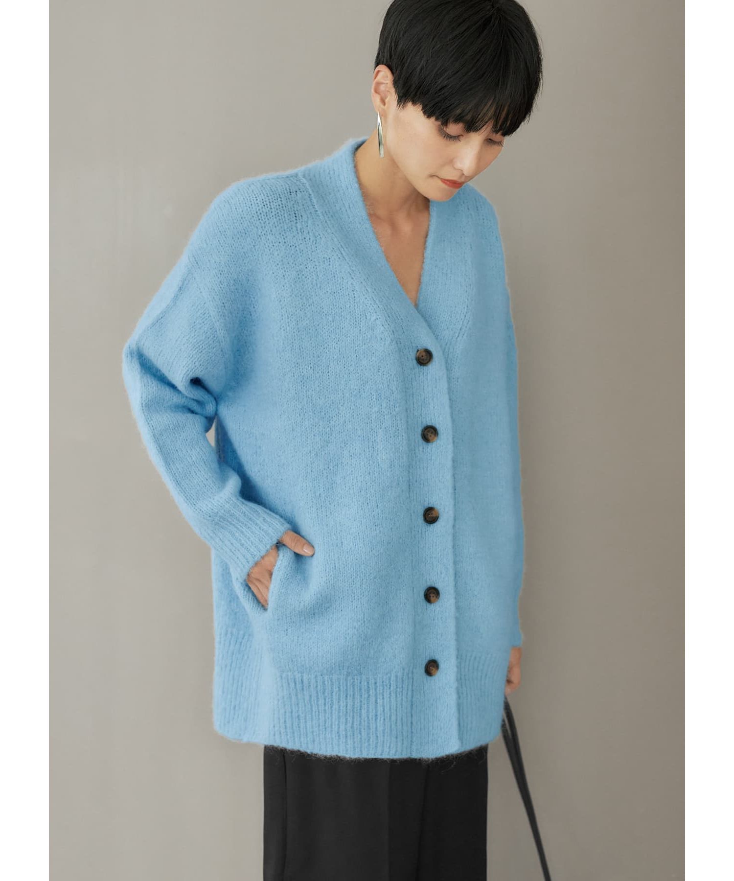 STYLE DELI「モヘアライクリラックスカーディガンB-2」|ニット・セーター|ライトブルー