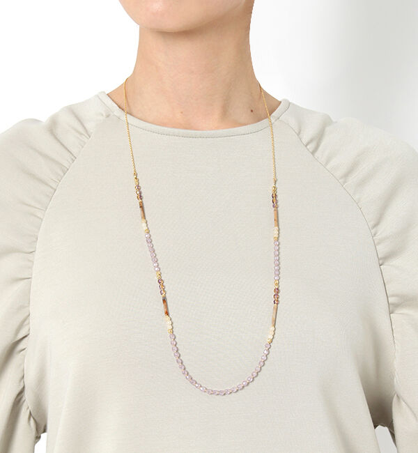  「ペールミックスビーズ　ロングネックレス」|ネックレス|
