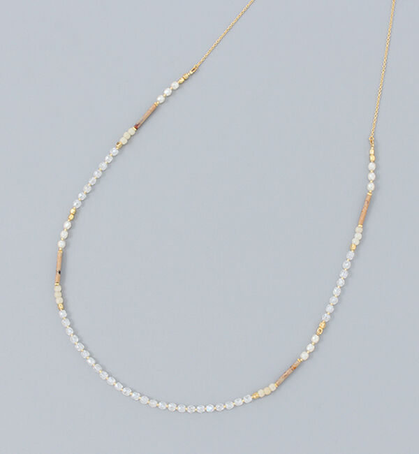  「ペールミックスビーズ　ロングネックレス」|ネックレス|WHT