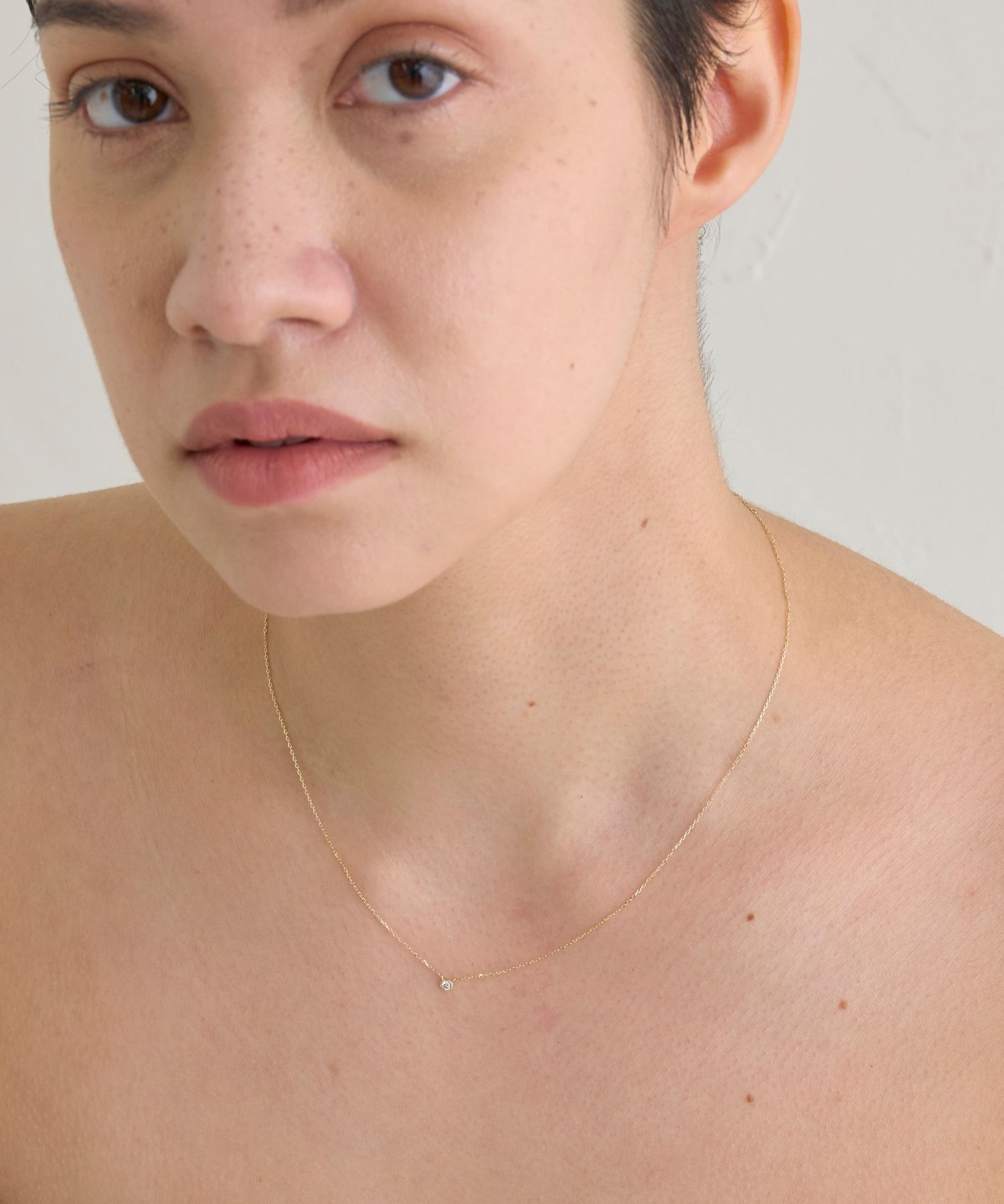 JUPITER「【K10】一粒ダイヤモンドネックレス　全長40㎝(調節した時の長さ36.5㎝)」|ネックレス|