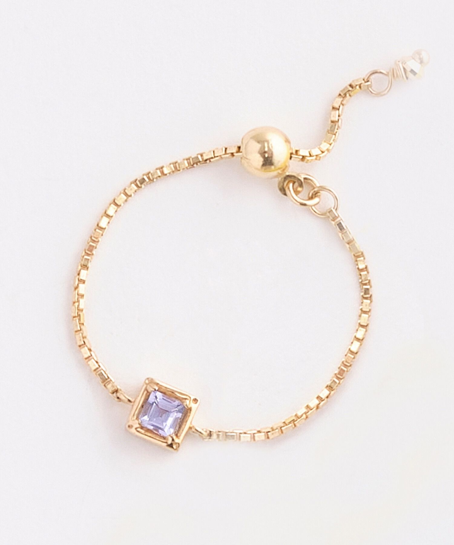 JUPITER「【K10】天然石チェーンリング/12月誕生石/タンザナイト」|リング|