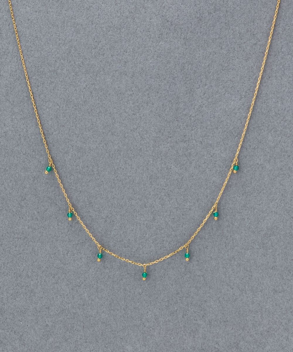 Phoebe「【金属アレルギー対応】カラージェムステーションネックレス/天然石/サージカルステンレス」|ネックレス|グリーン