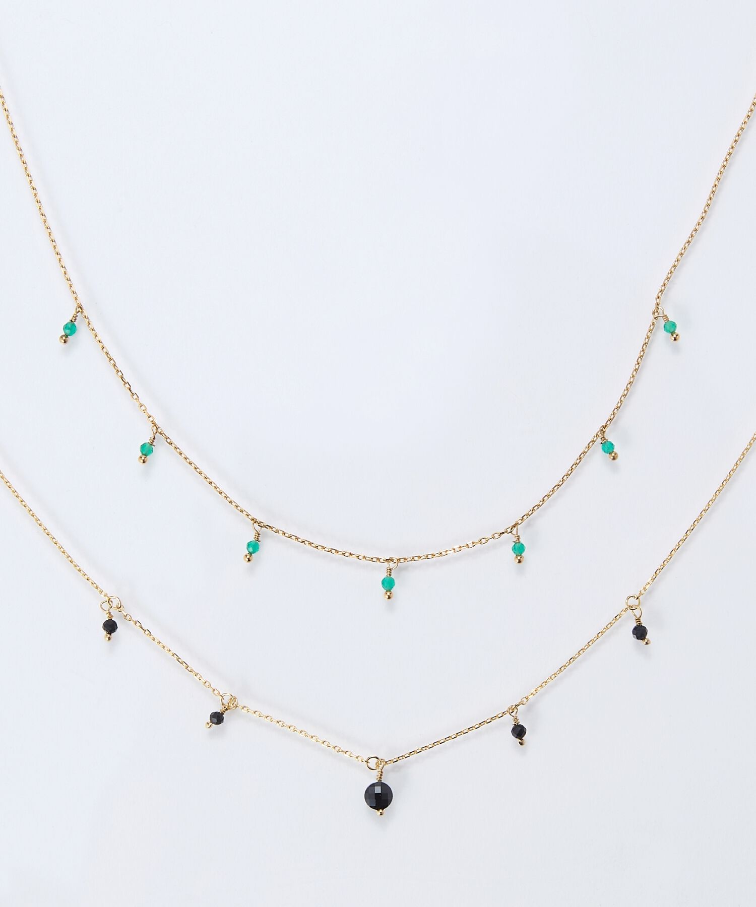 Phoebe「【金属アレルギー対応】カラージェムステーションネックレス/天然石/サージカルステンレス」|ネックレス|