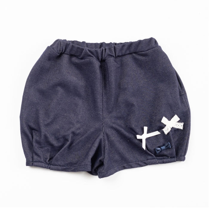 BACKYARD FAMILY「デニム ショートパンツ 女の子 キッズ 通販 短パン ハーフパンツ バルーンパンツ リボン レース」|その他ベビーウェア|