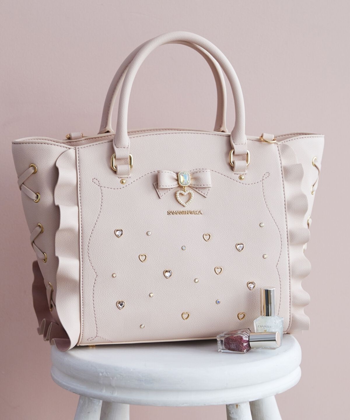 Samantha Vega「サイドレースアップリボンビジューフラッター」|ハンドバッグ|