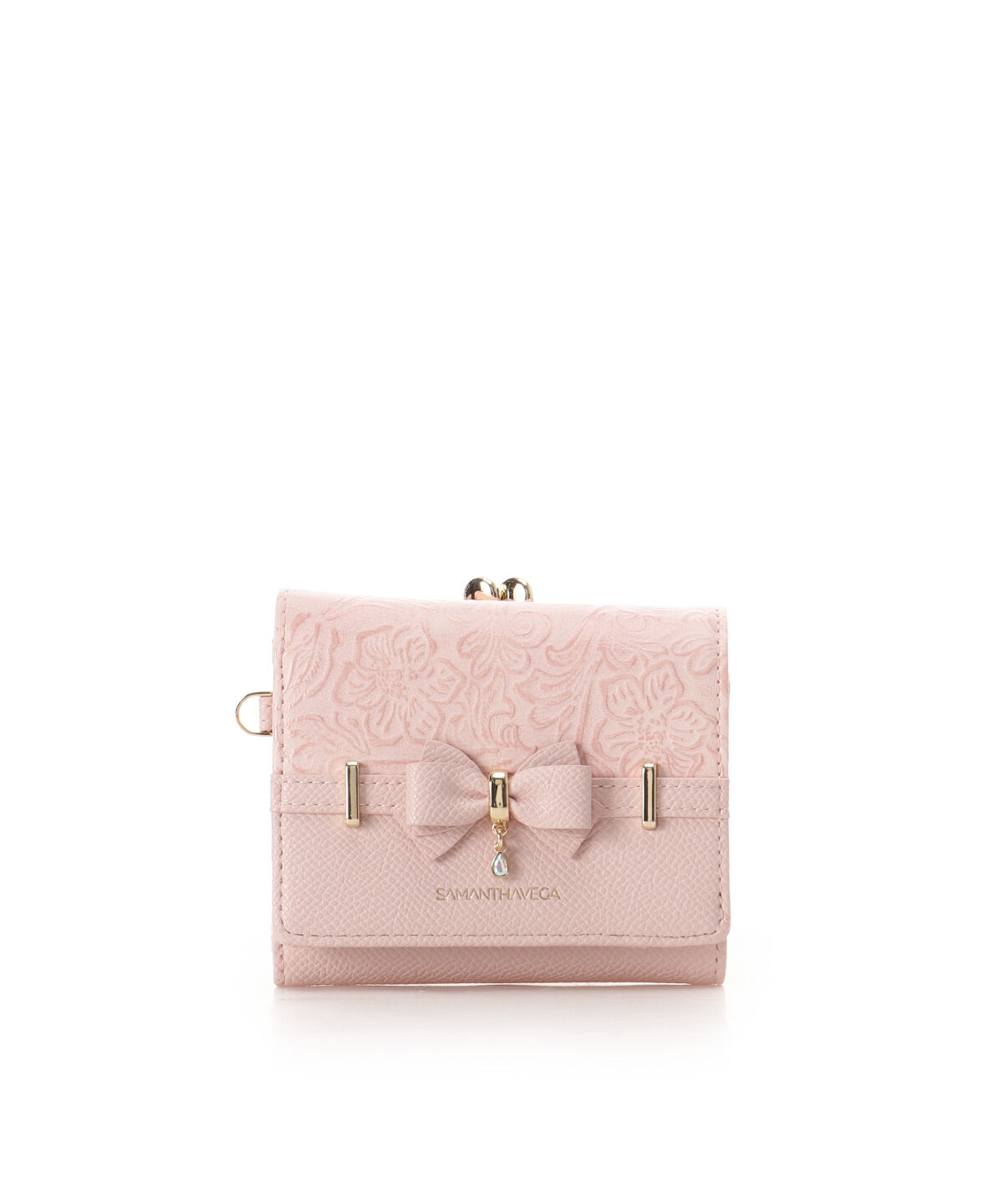 Samantha Vega「フローラルアクセントリボン口金折財布」|財布|ピンク