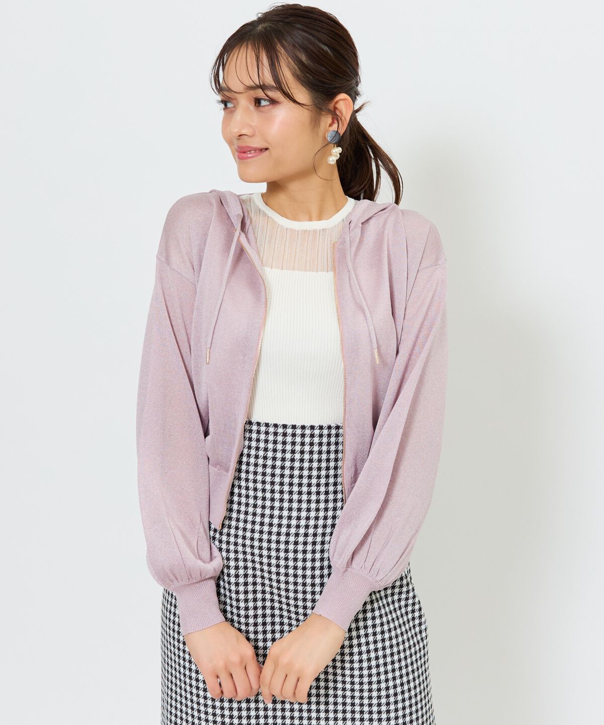 アンドクチュール「コンパクトシアーフーディー」|パーカー|ピンク