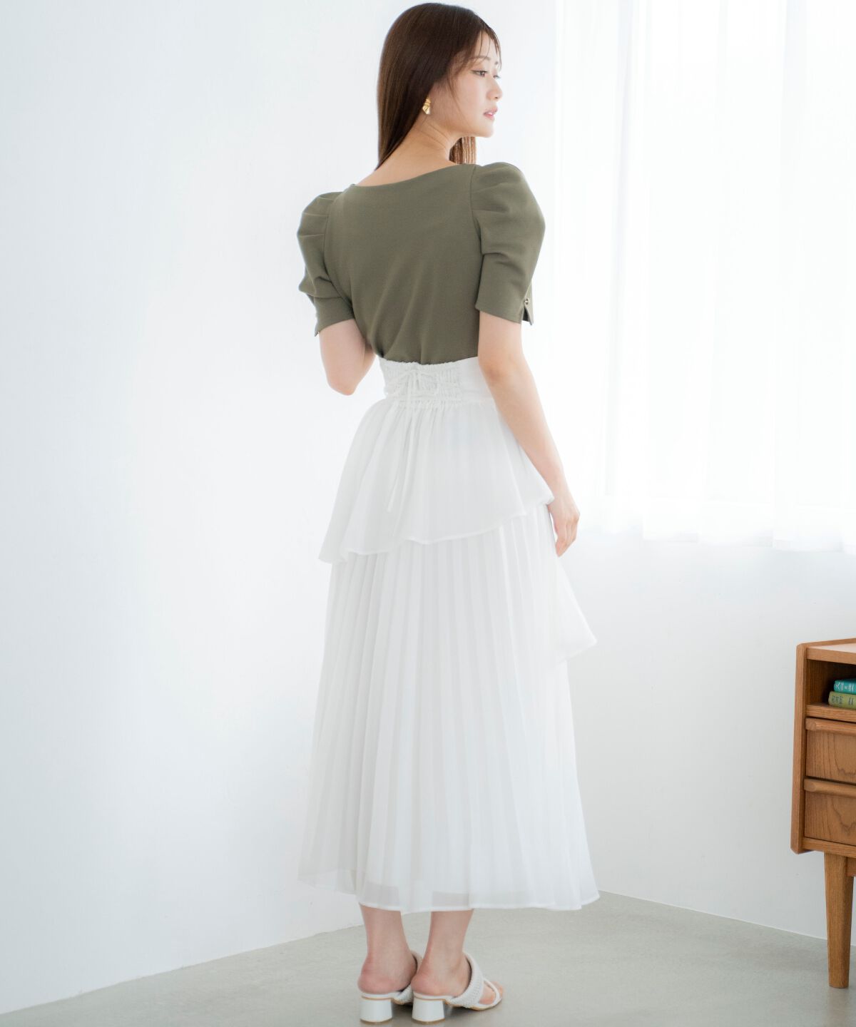 アンドクチュール「プリーツイレヘムティアードスカート」|フレア|