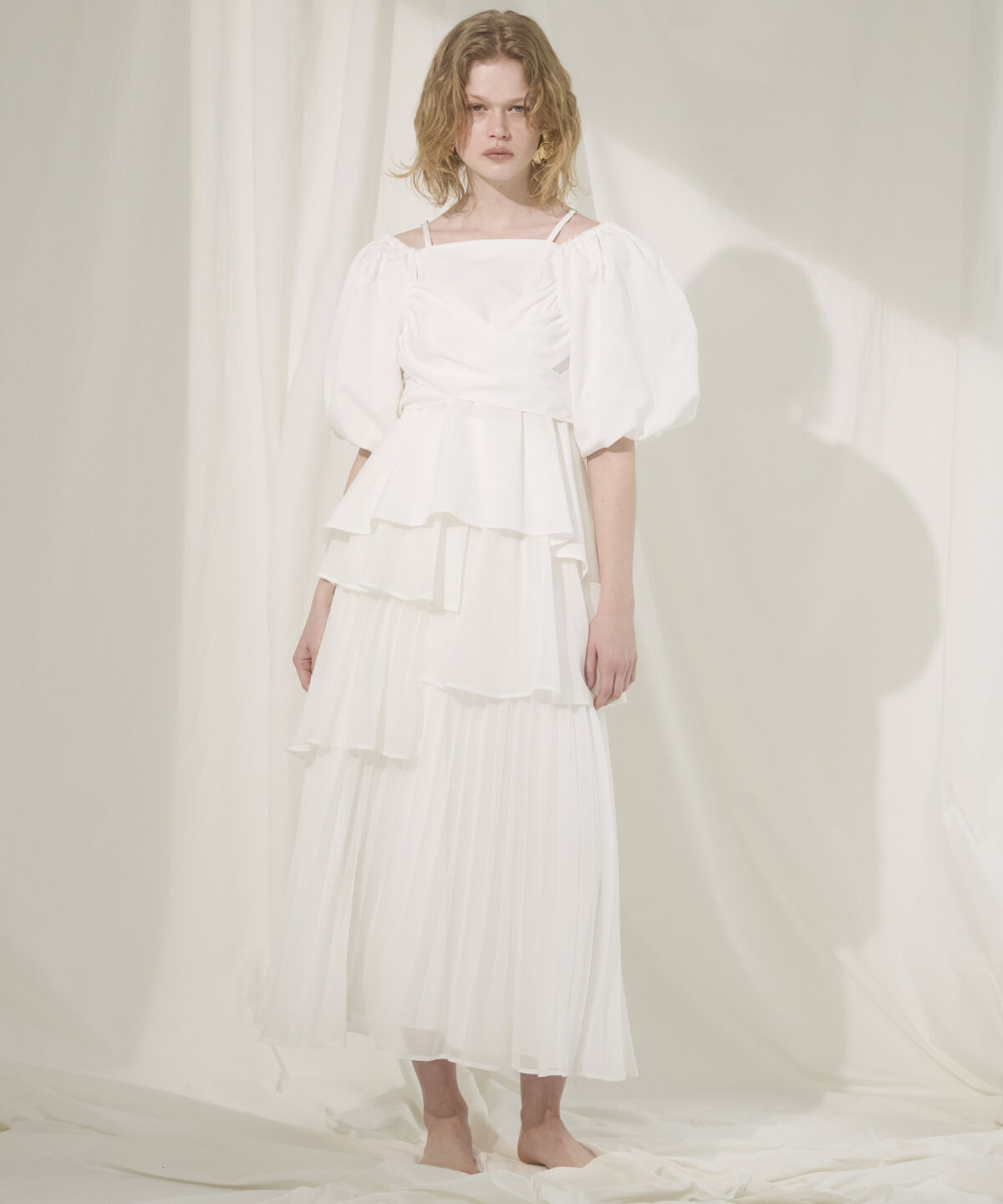 アンドクチュール「プリーツイレヘムティアードスカート」|フレア|