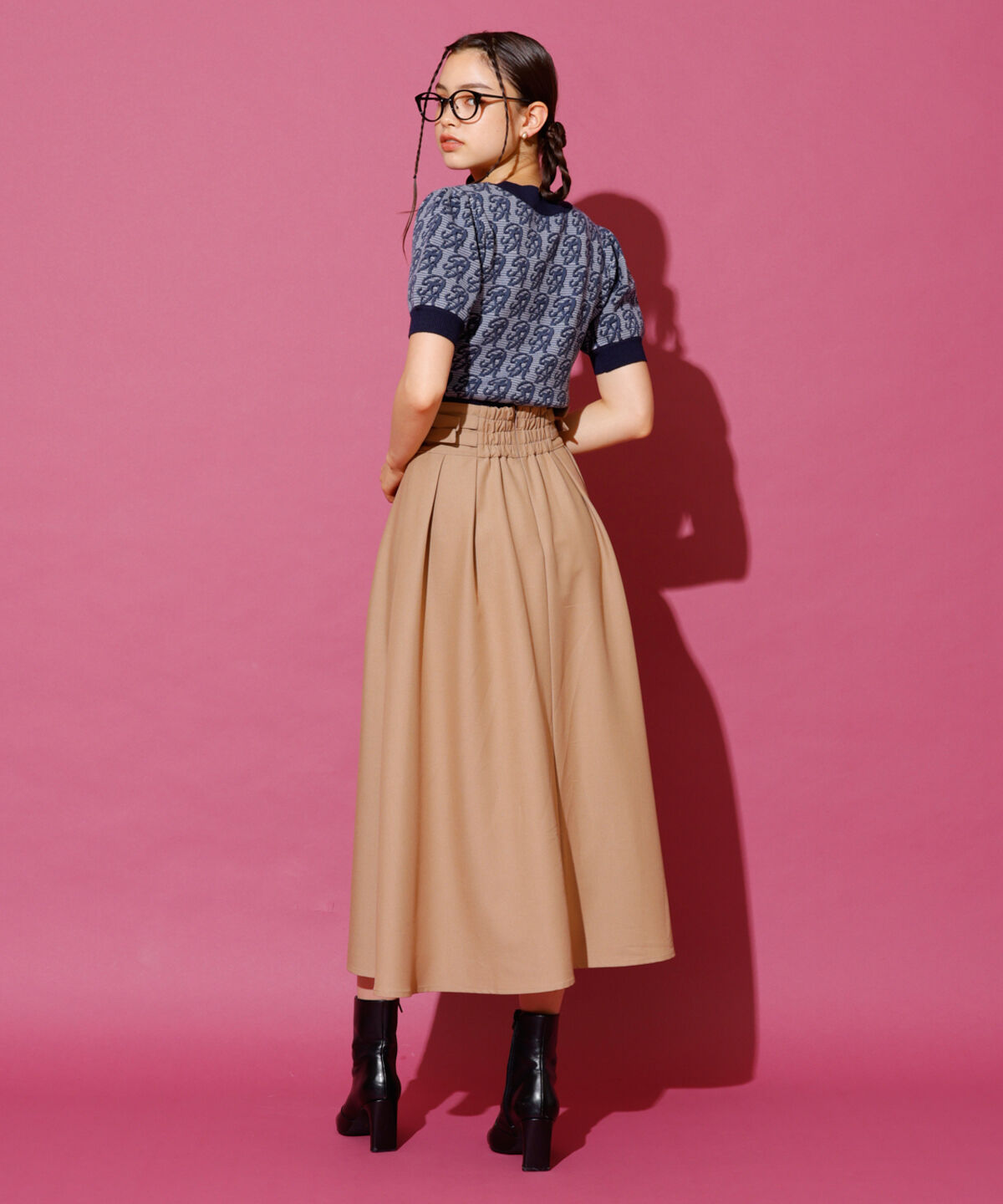 REDYAZEL「ダブルベルトレイヤードスカート」|フレア|