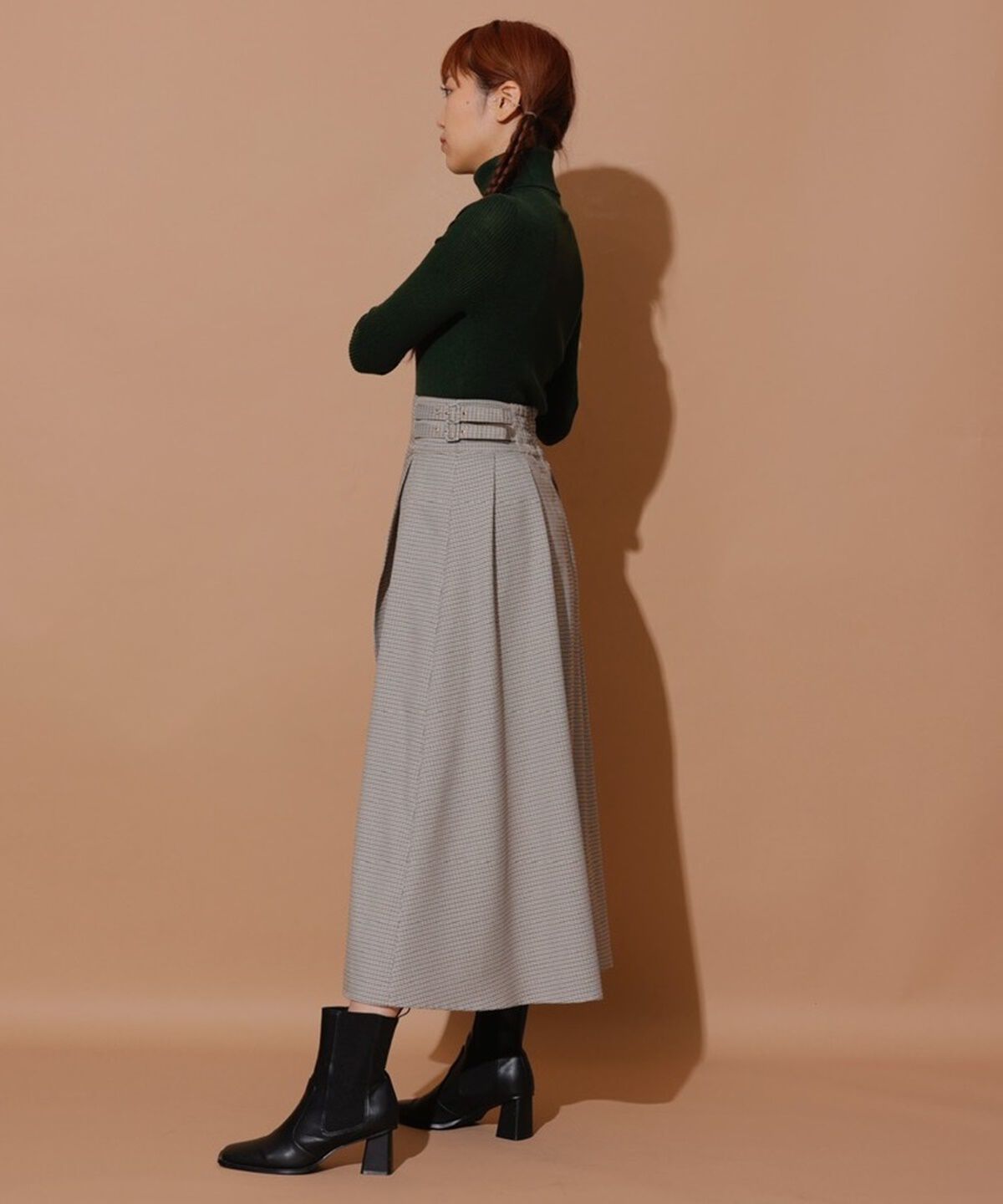 REDYAZEL「ダブルベルトレイヤードスカート」|フレア|