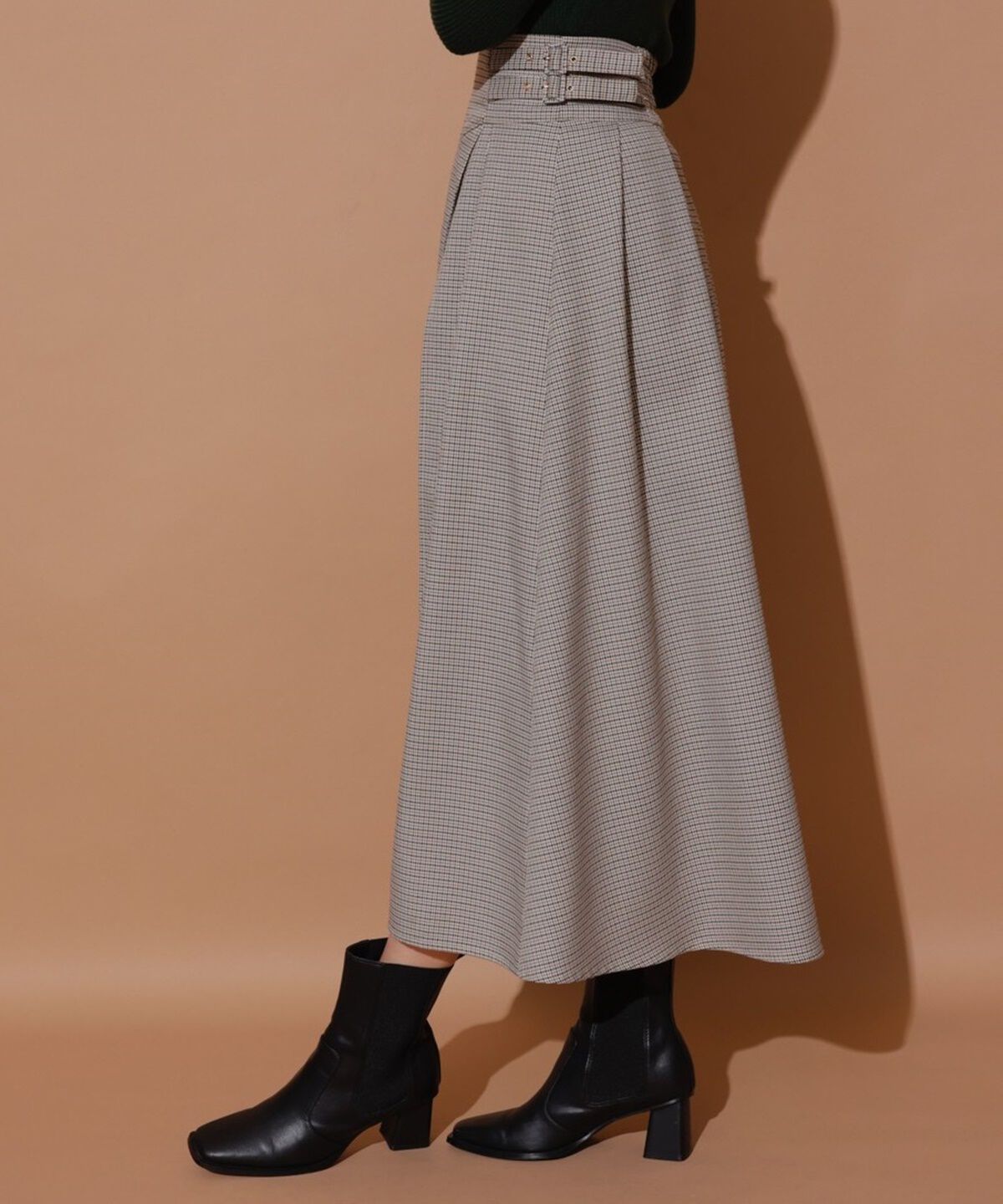 REDYAZEL「ダブルベルトレイヤードスカート」|フレア|