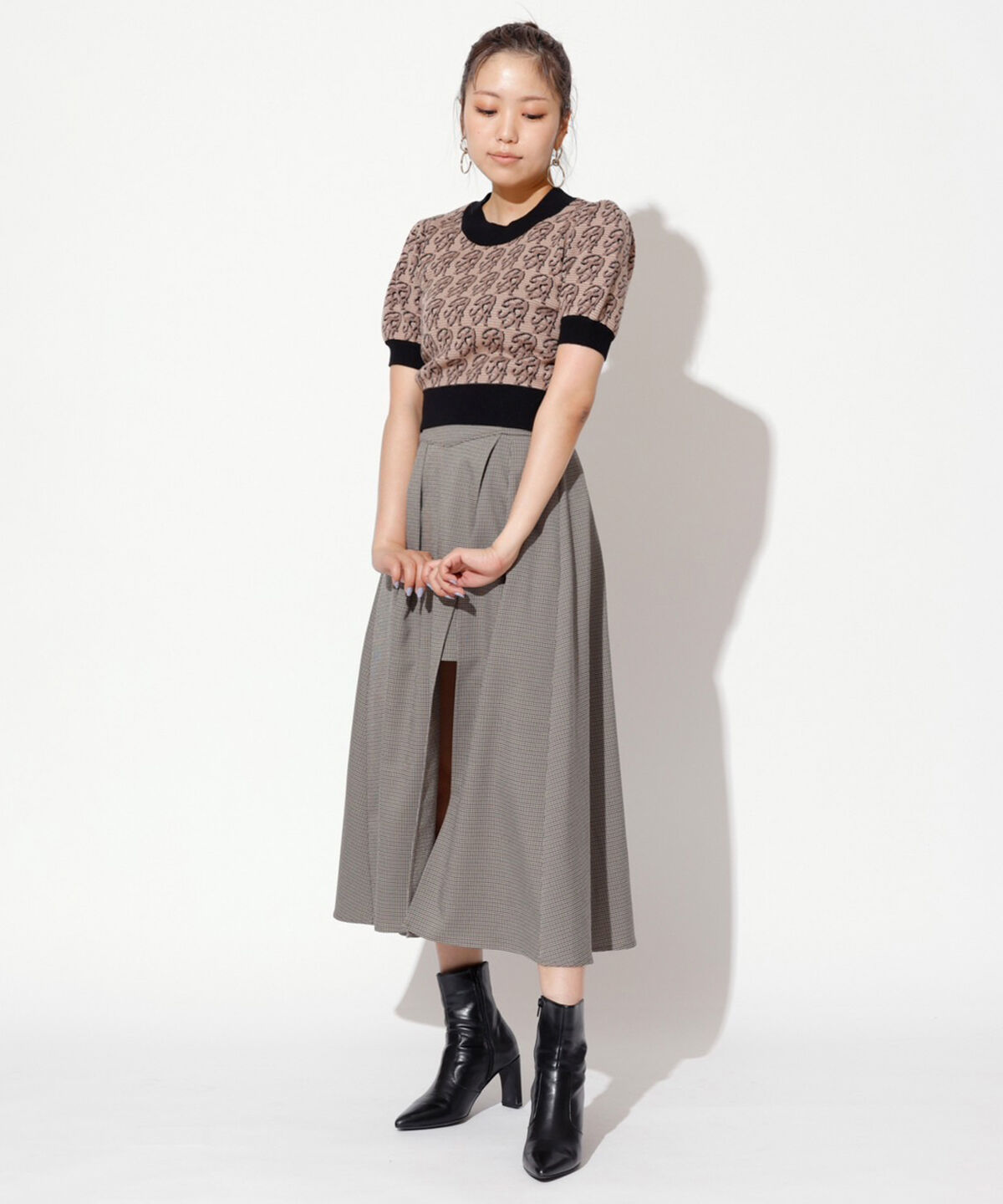 REDYAZEL「ダブルベルトレイヤードスカート」|フレア|