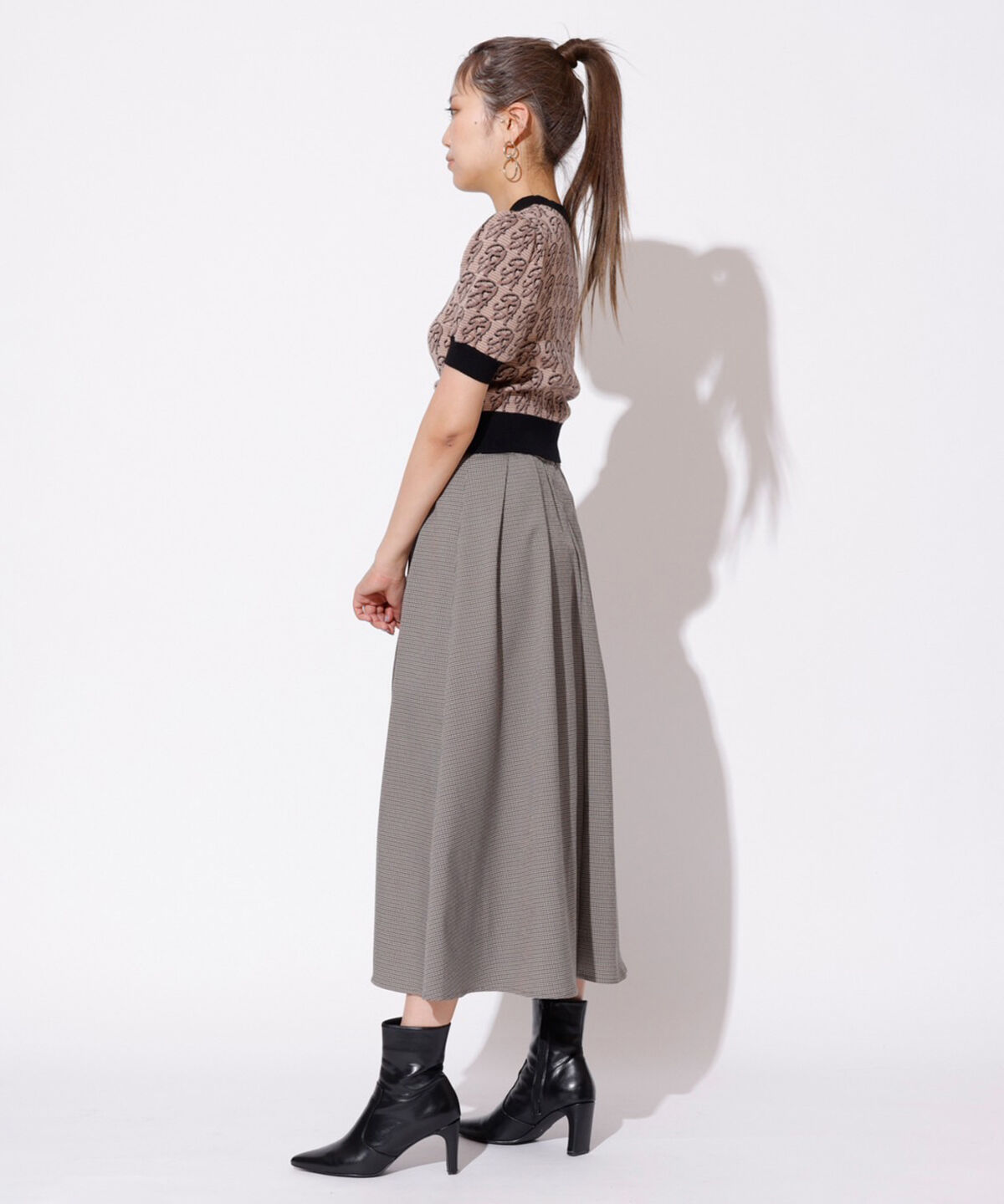 REDYAZEL「ダブルベルトレイヤードスカート」|フレア|