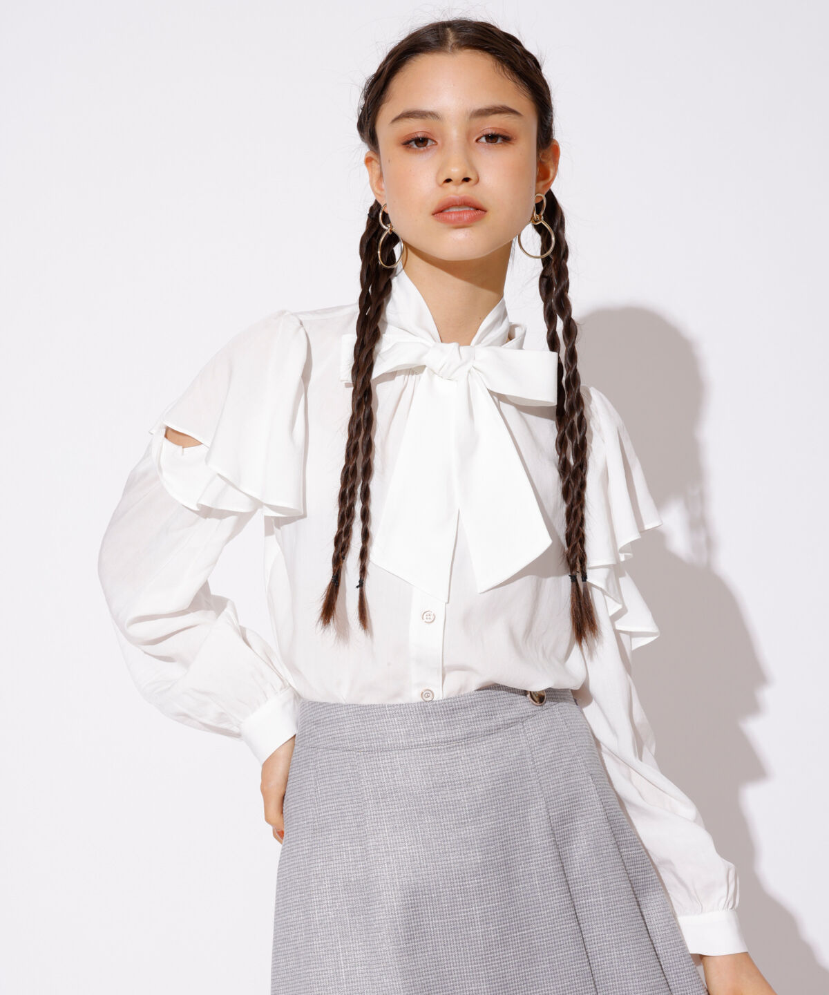 REDYAZEL「肩あき長袖ブラウス」|シャツ・ブラウス|