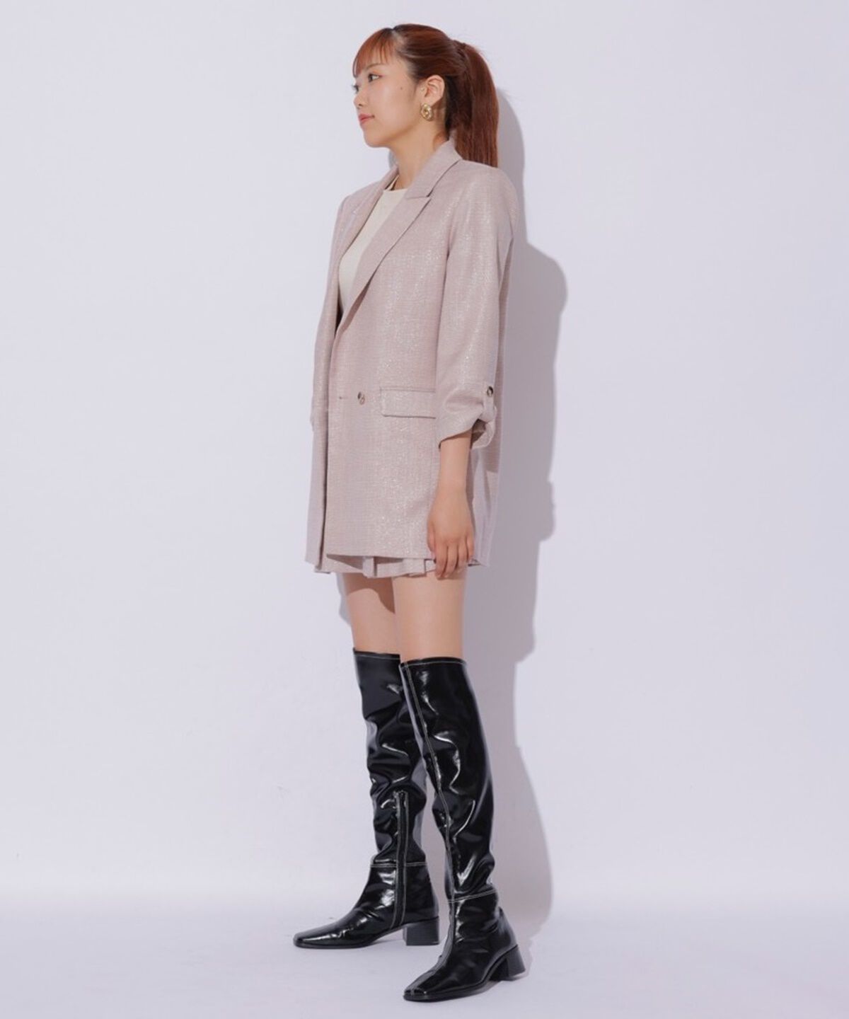 REDYAZEL「ラメツィードプリーツショートパンツ」|キュロット|