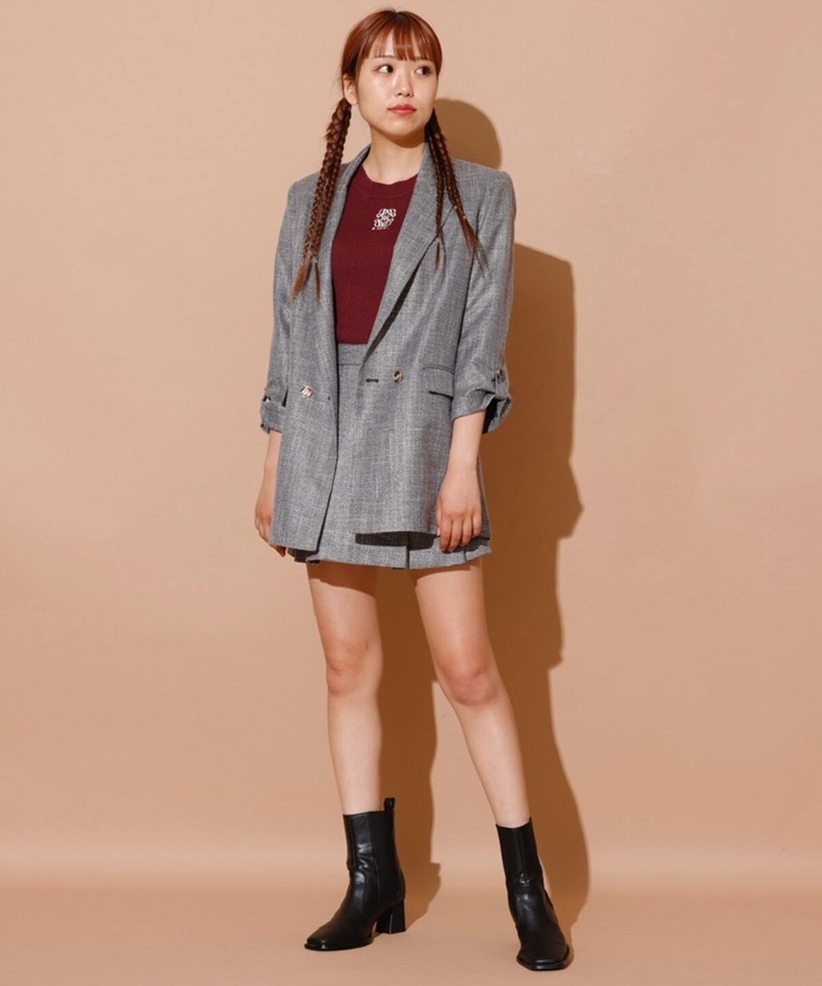 REDYAZEL「ラメツィードプリーツショートパンツ」|キュロット|