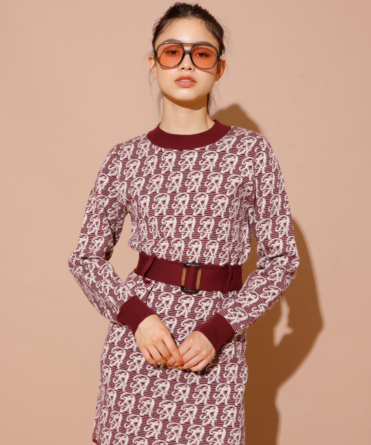 REDYAZEL「モノグラムジャガードニットワンピース」|ワンピース|