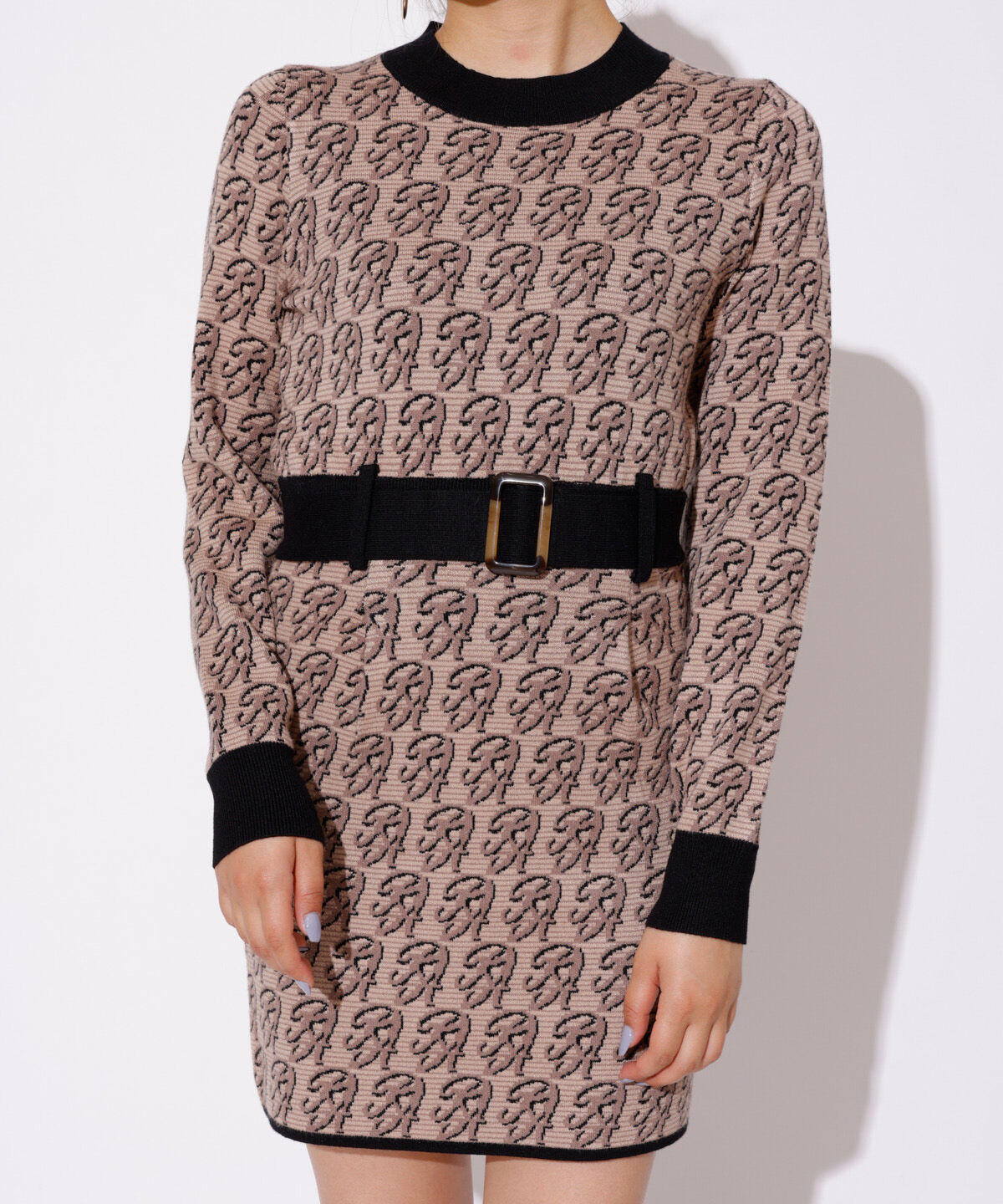 REDYAZEL「モノグラムジャガードニットワンピース」|ワンピース|