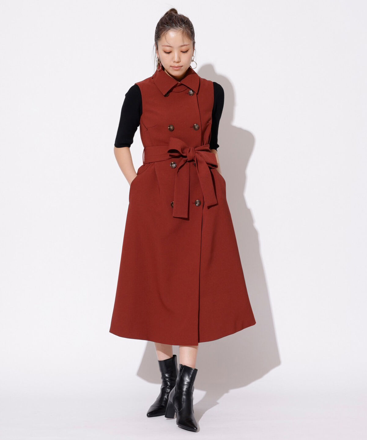 REDYAZEL「2WAYダブルロングコート」|ステンカラーコート|