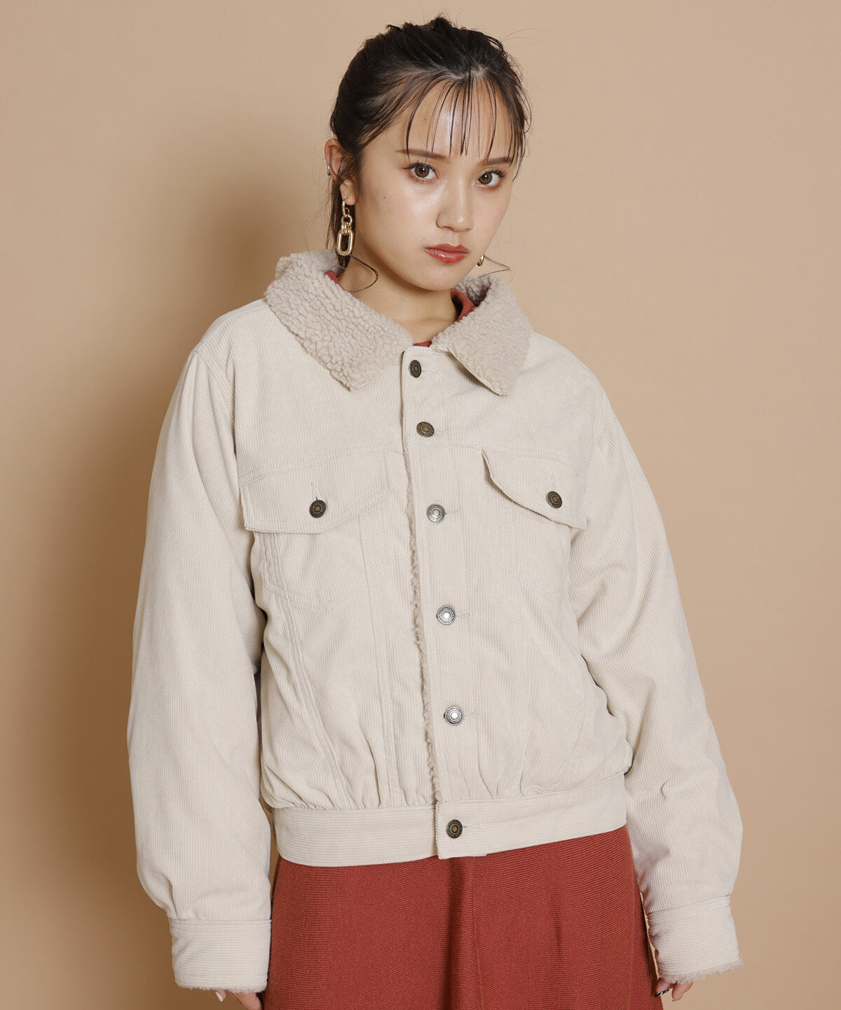 REDYAZEL「ボアコーデュロイデニムジャケット」|ブルゾン・スタジャン|