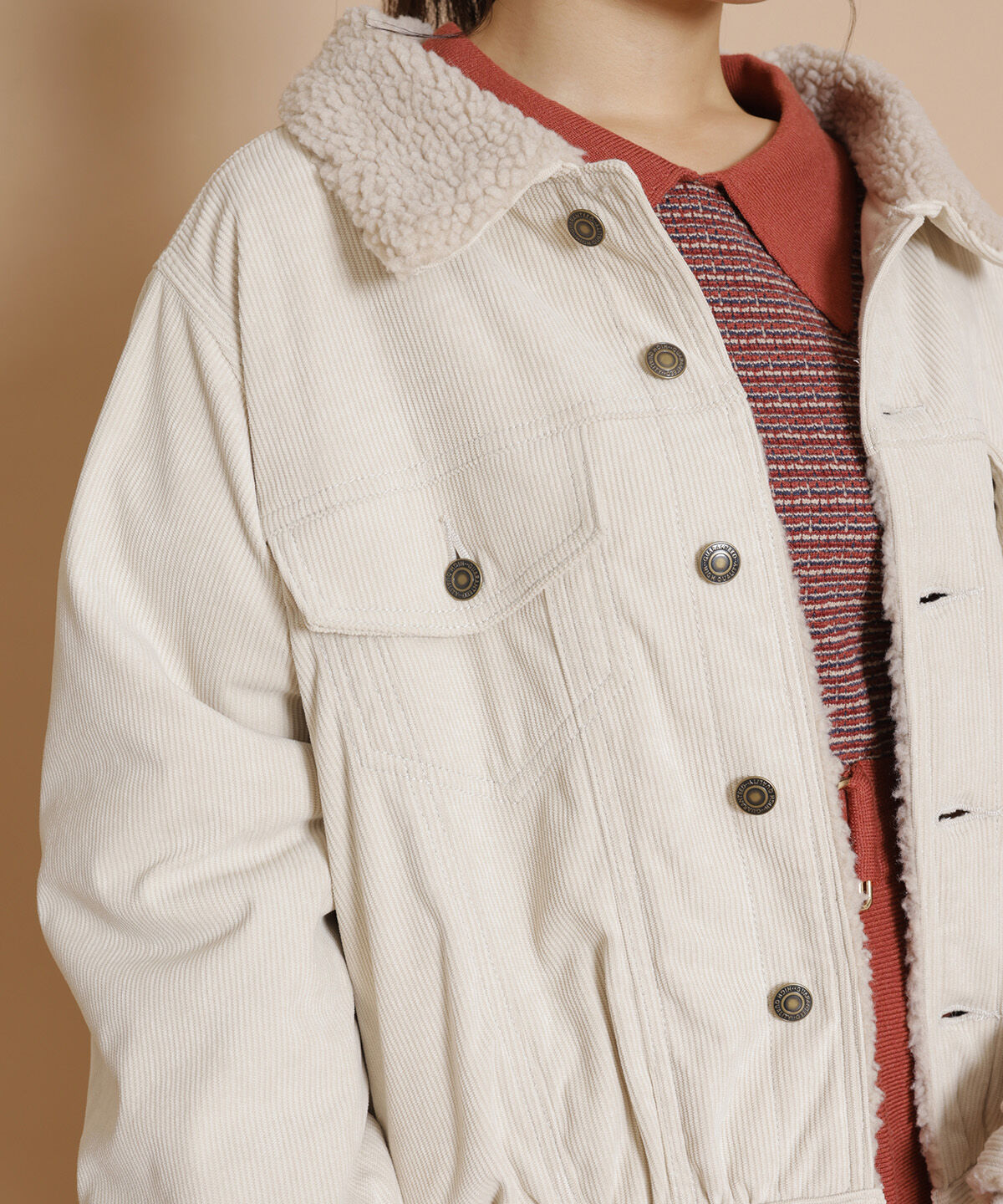 REDYAZEL「ボアコーデュロイデニムジャケット」|ブルゾン・スタジャン|