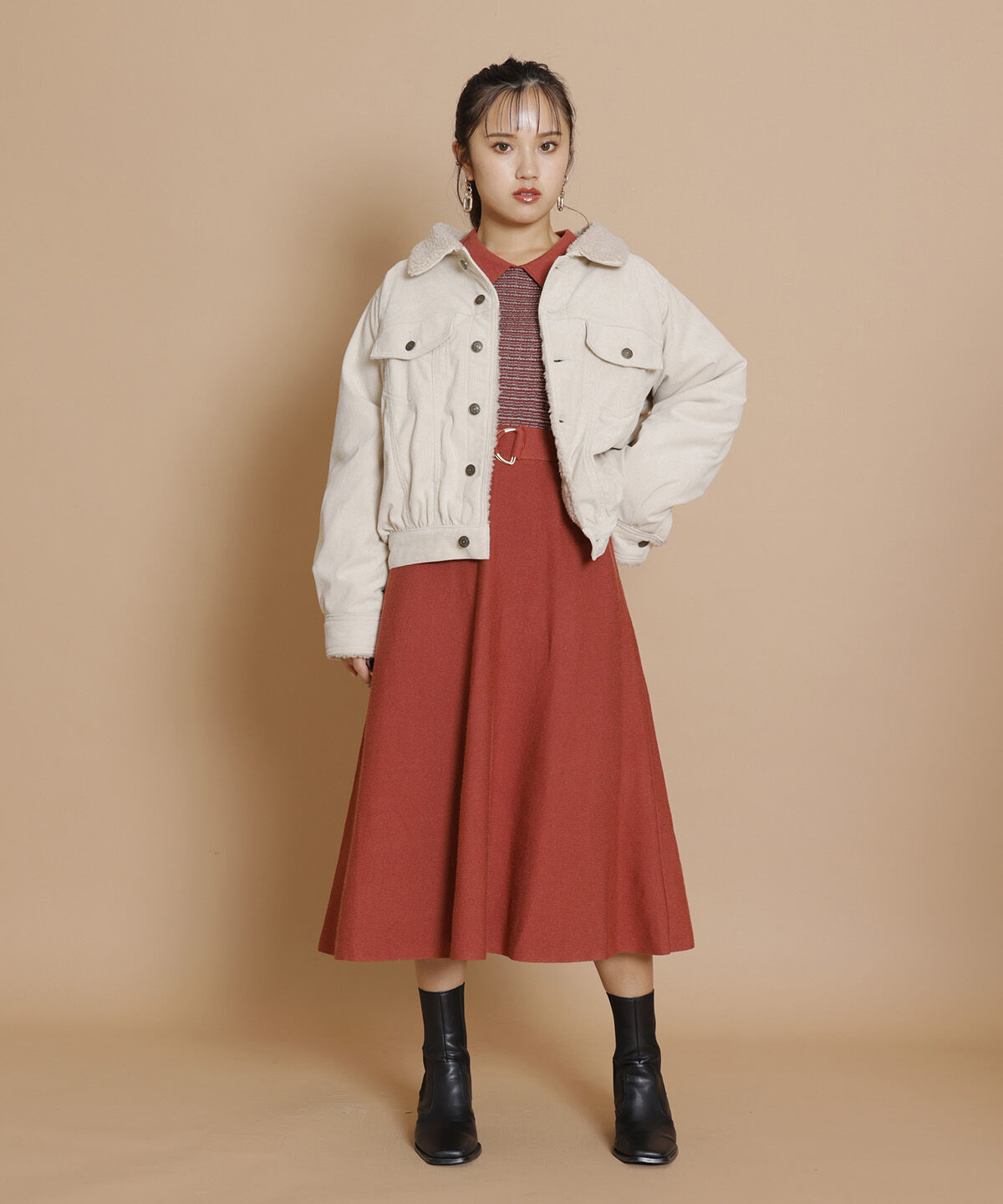 REDYAZEL「ボアコーデュロイデニムジャケット」|ブルゾン・スタジャン|