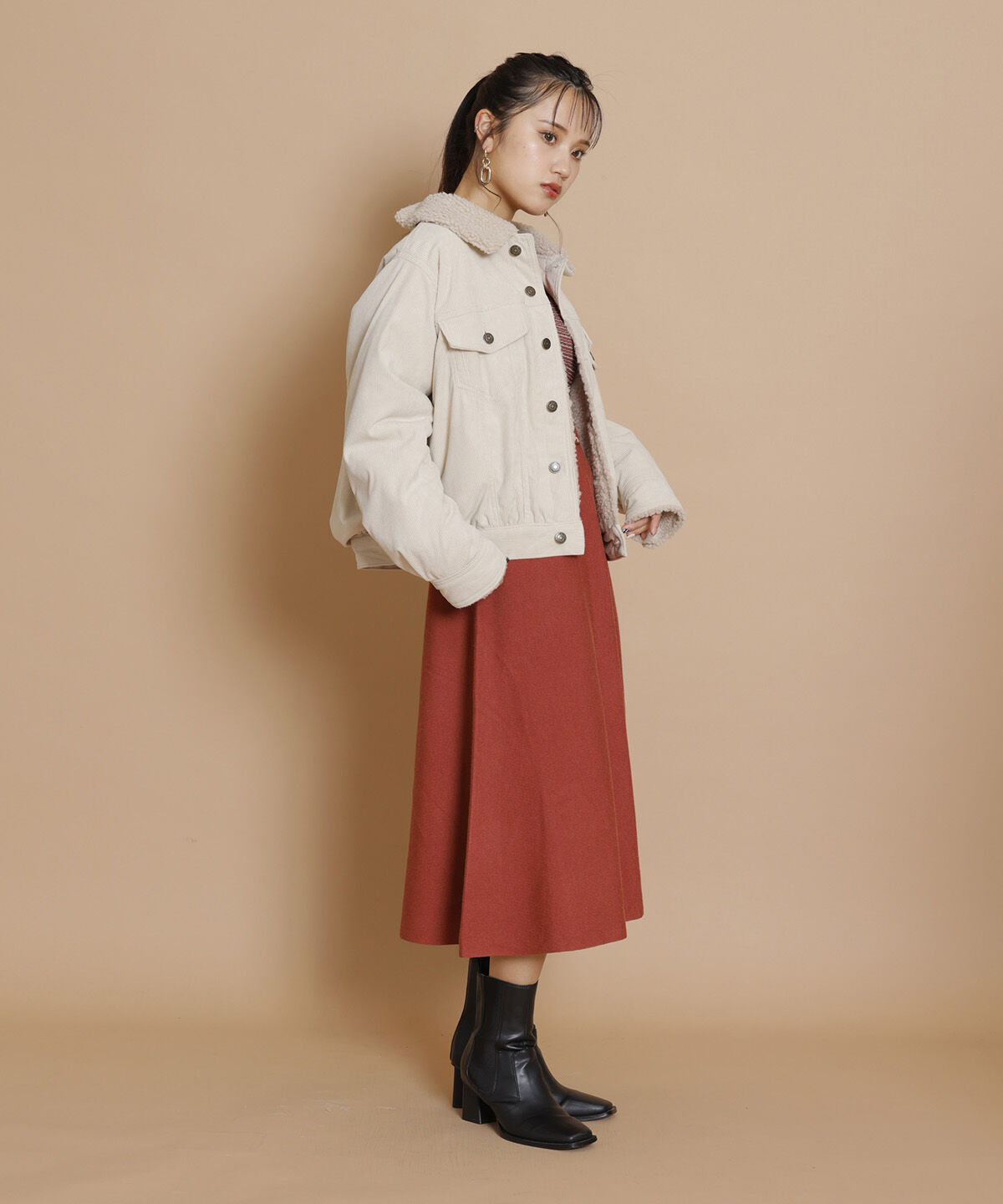 REDYAZEL「ボアコーデュロイデニムジャケット」|ブルゾン・スタジャン|