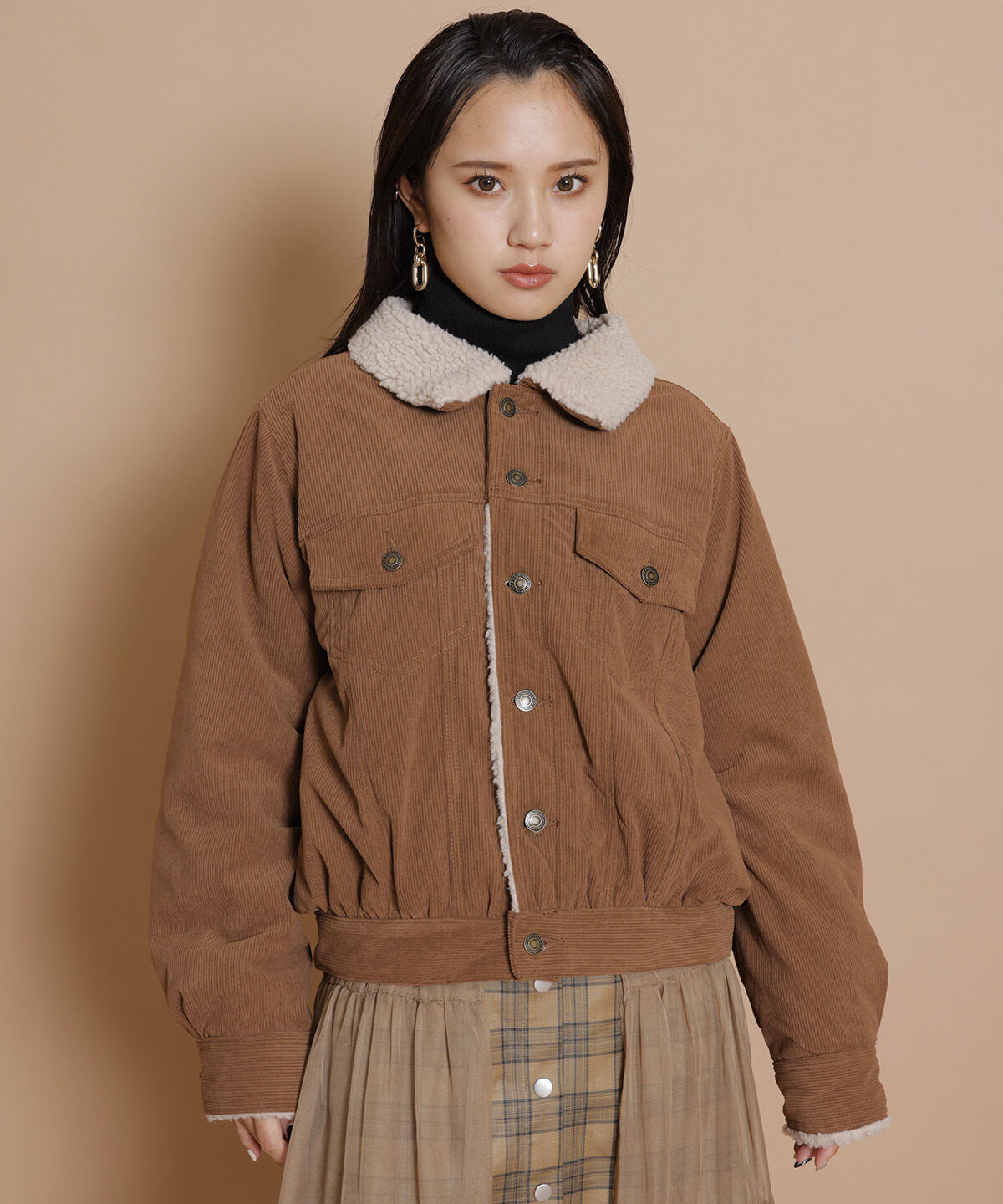 REDYAZEL「ボアコーデュロイデニムジャケット」|ブルゾン・スタジャン|