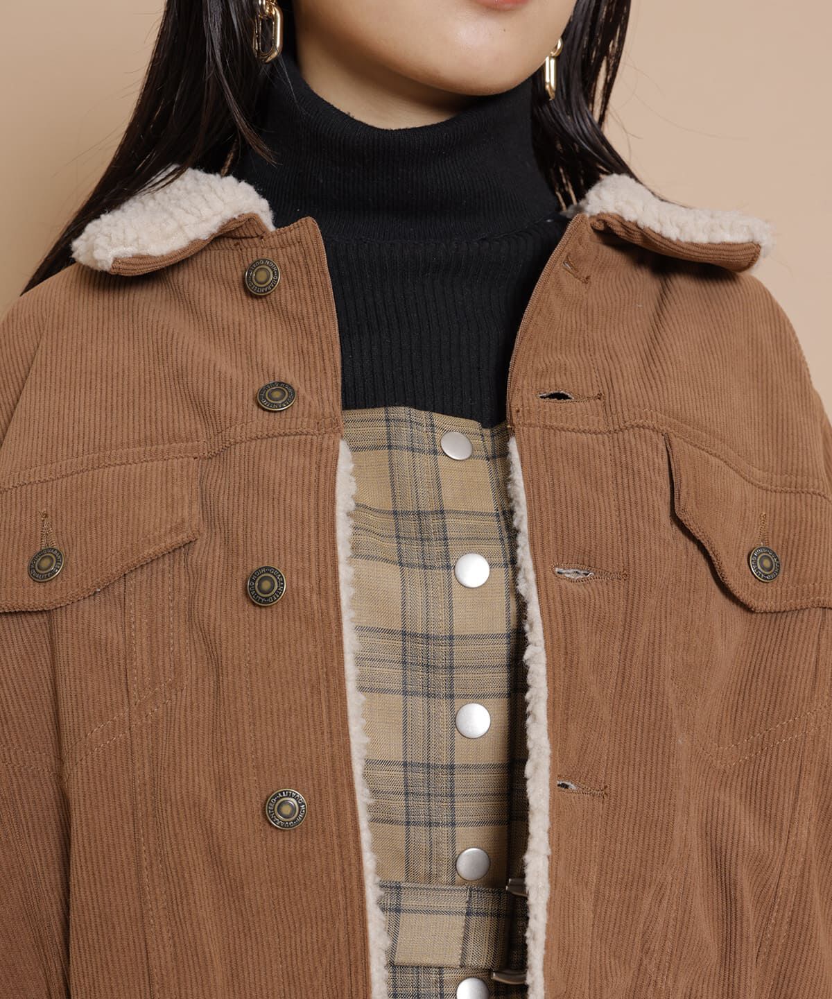 REDYAZEL「ボアコーデュロイデニムジャケット」|ブルゾン・スタジャン|