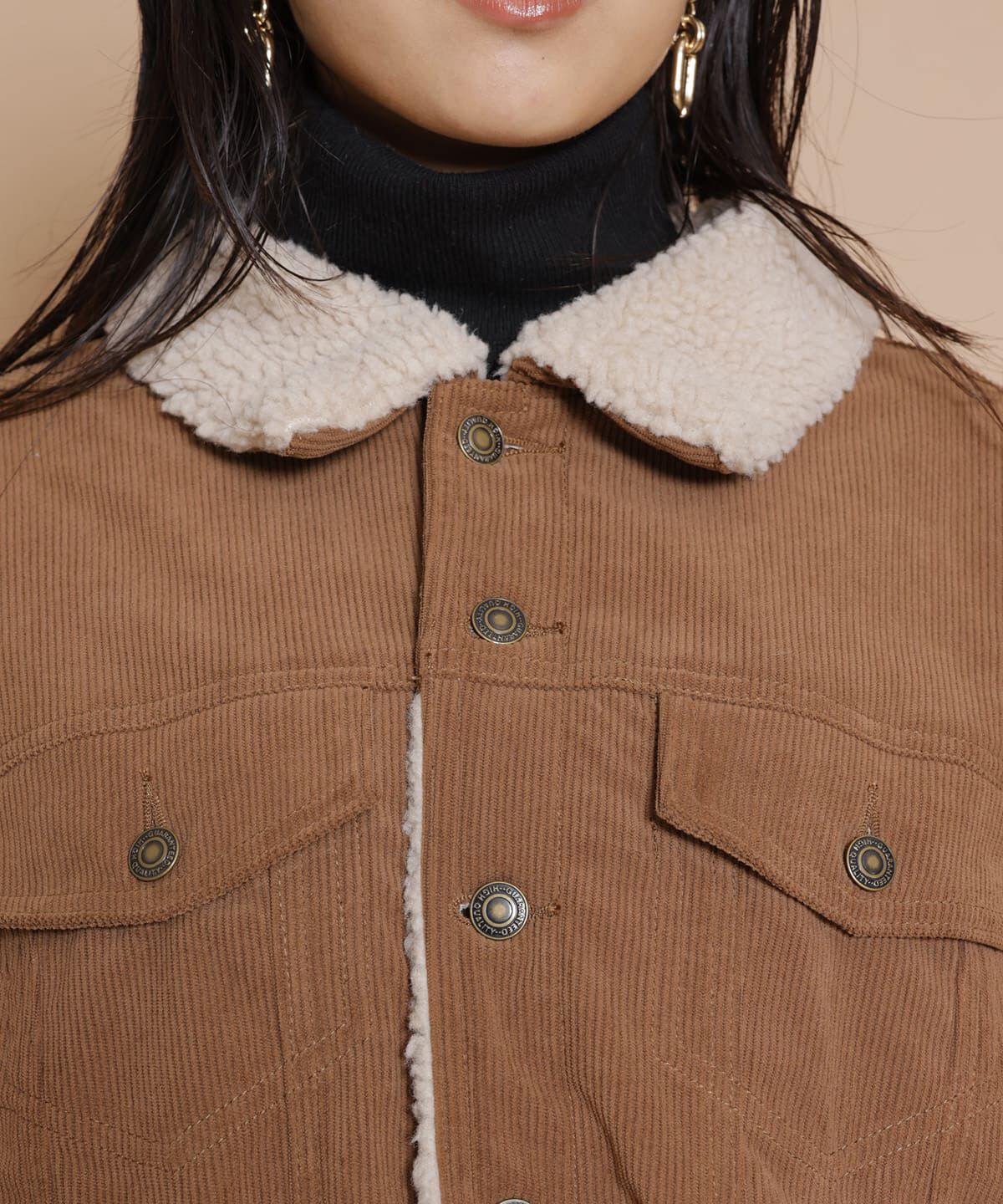 REDYAZEL「ボアコーデュロイデニムジャケット」|ブルゾン・スタジャン|