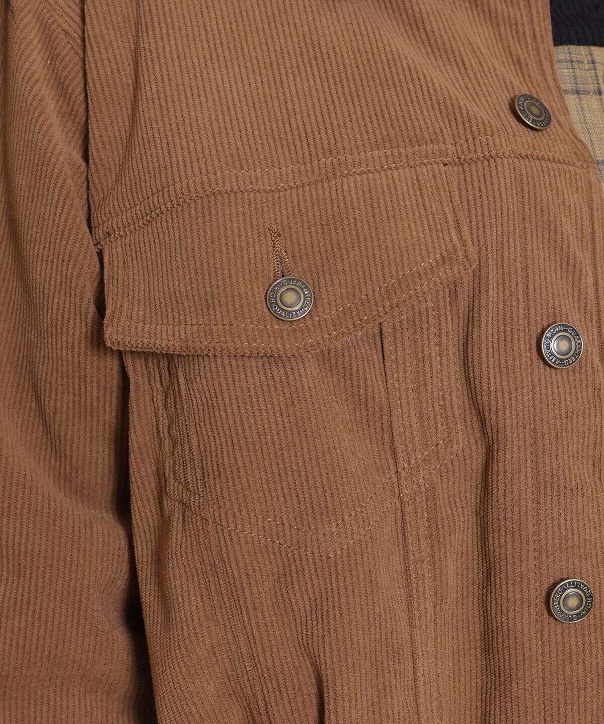 REDYAZEL「ボアコーデュロイデニムジャケット」|ブルゾン・スタジャン|